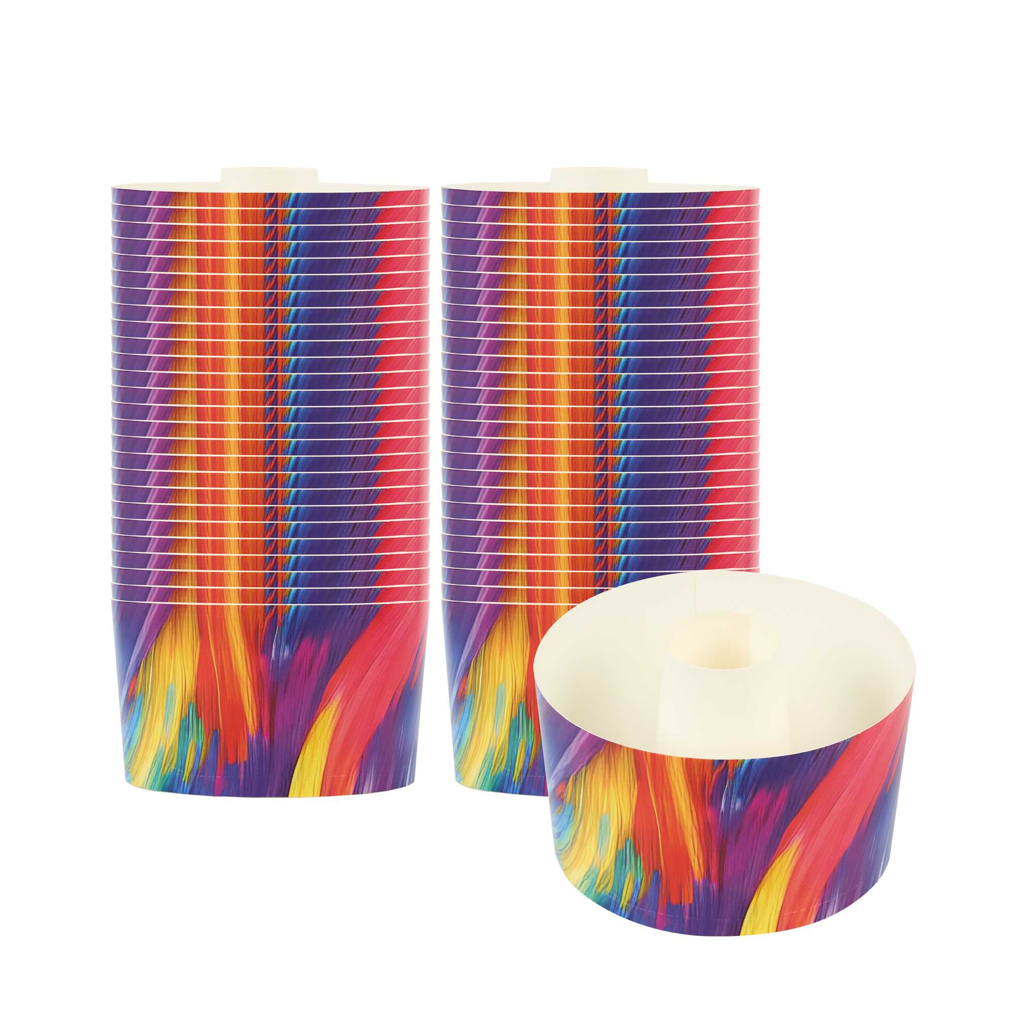 Panificio 22 oz Paper Angel Food Tube Pan - Colorful Abstract Waves, Greaseproof - 4 1/2" x 4 1/2" x 2 3/4" - 900 count box