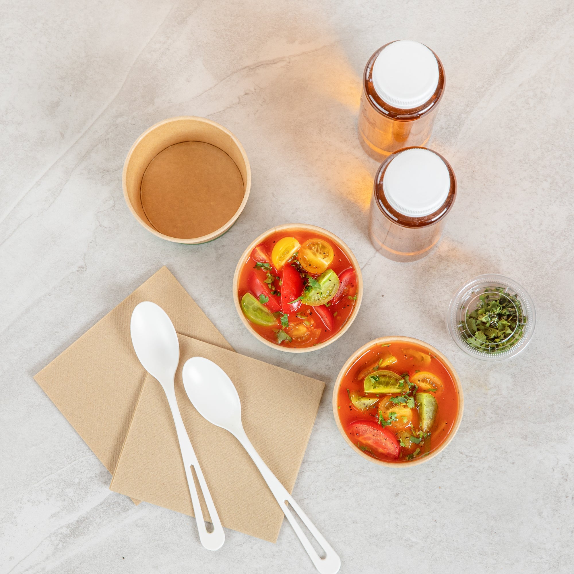 Sustain 8 oz Round Kraft Paper Soup Container - Compostable - 3 1/2" x 3 1/2" x 2 1/2" - 200 count box