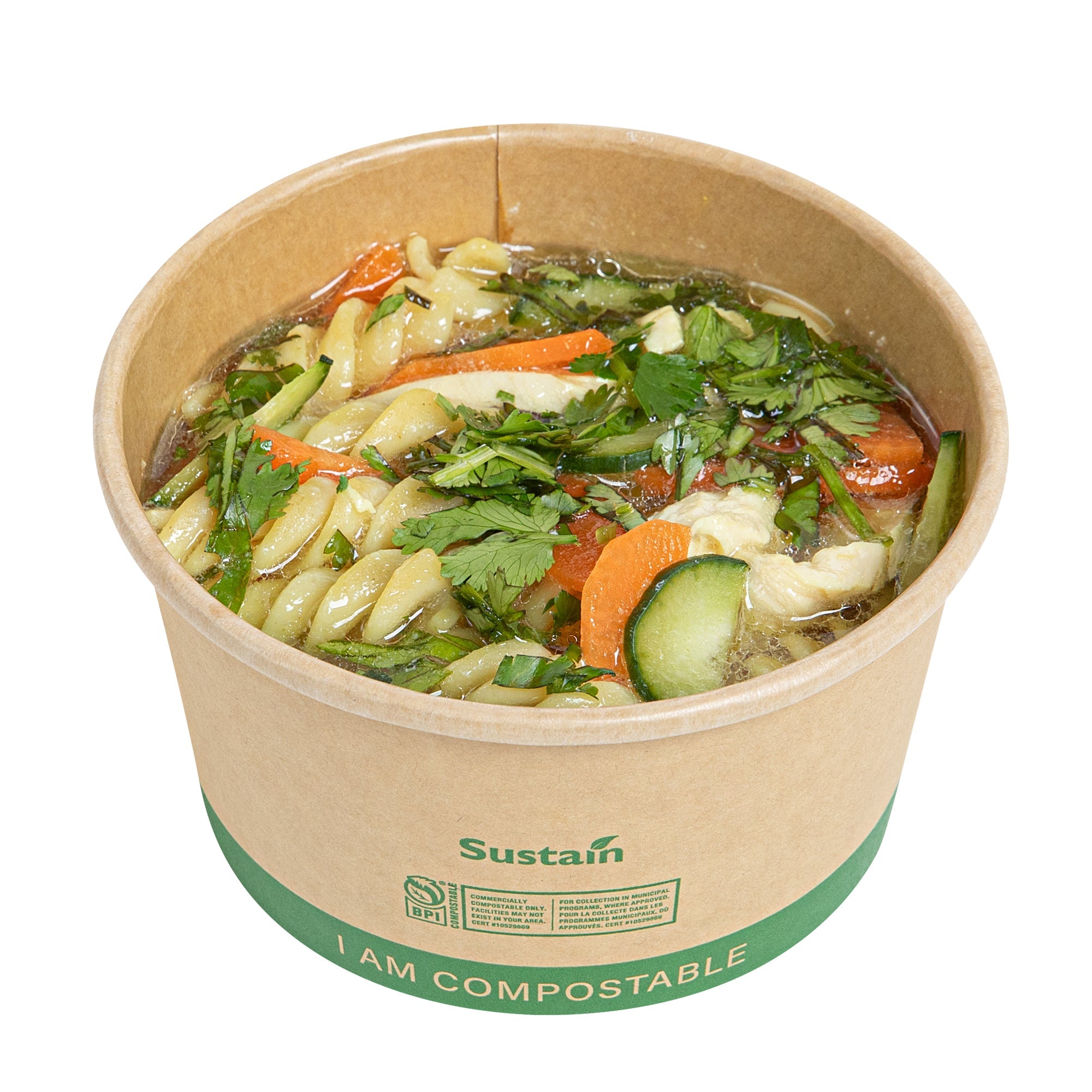 Sustain 12 oz Round Kraft Paper Soup Container - Compostable - 4 1/2" x 4 1/2" x 2 1/2" - 25 count box