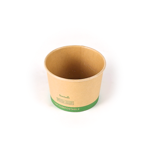Sustain 16 oz Round Kraft Paper Soup Container - Compostable - 4 1/2" x 4 1/2" x 3 1/4" - 25 count box