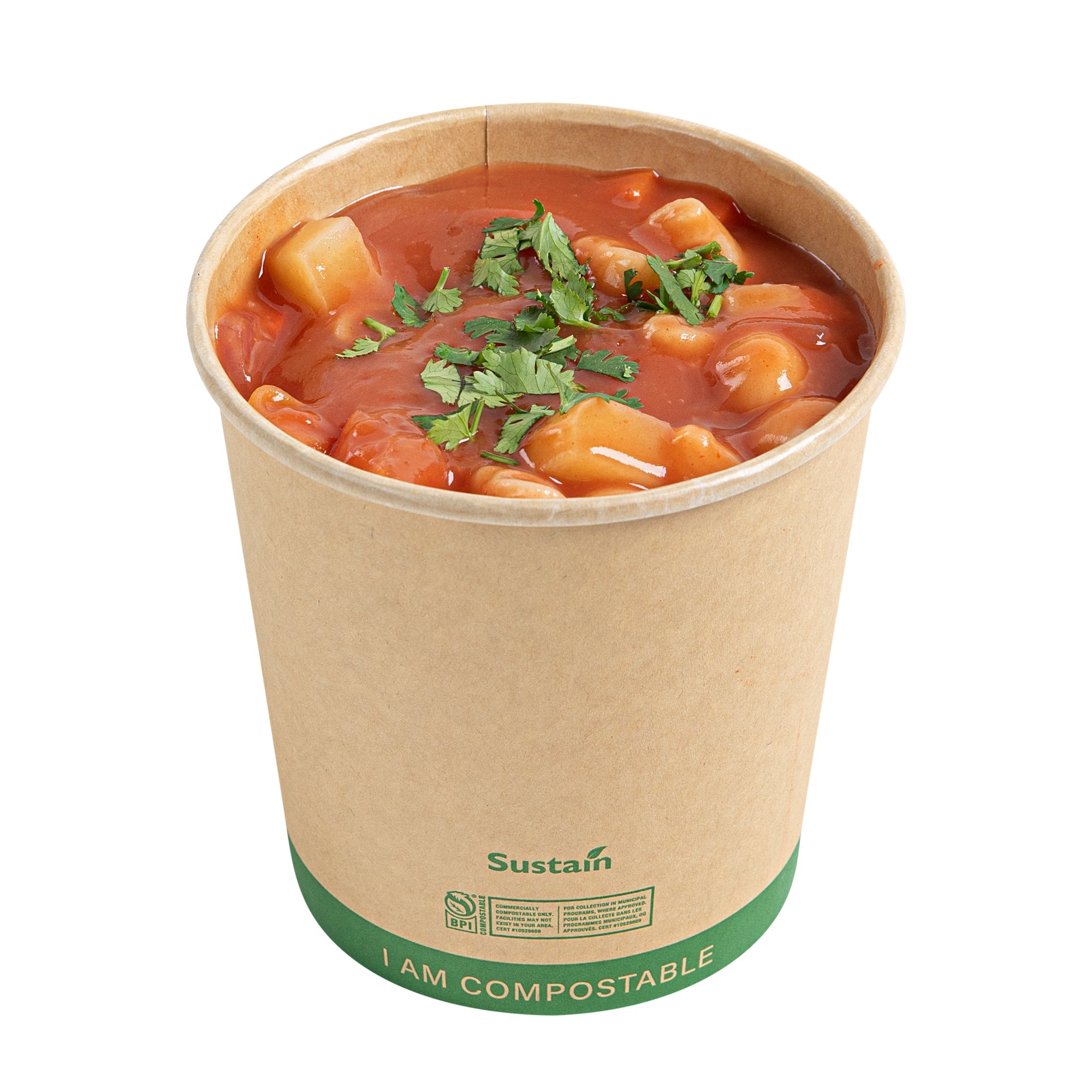 Sustain 24 oz Round Kraft Paper Soup Container - Compostable - 4 1/2" x 4 1/2" x 4 1/2" - 200 count box