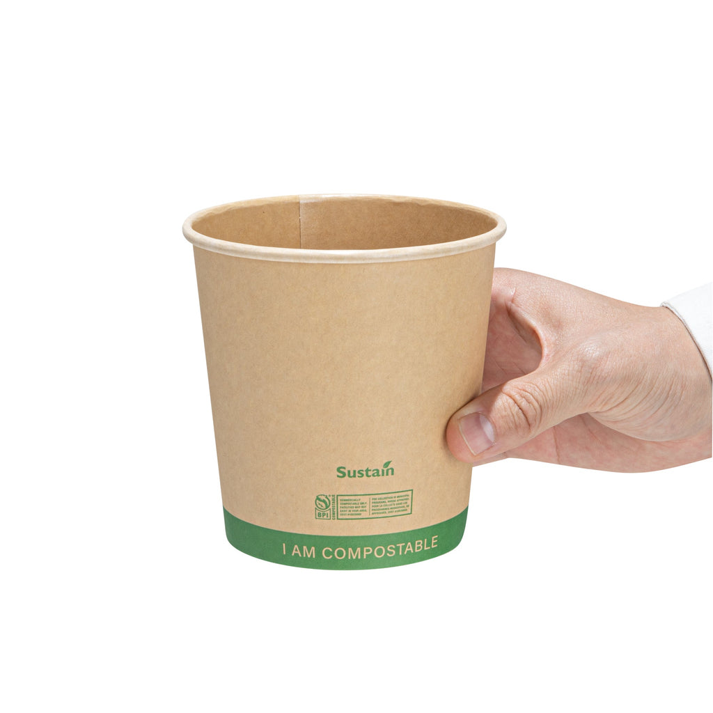 Sustain 24 oz Round Kraft Paper Soup Container - Compostable - 4 1/2" x 4 1/2" x 4 1/2" - 25 count box
