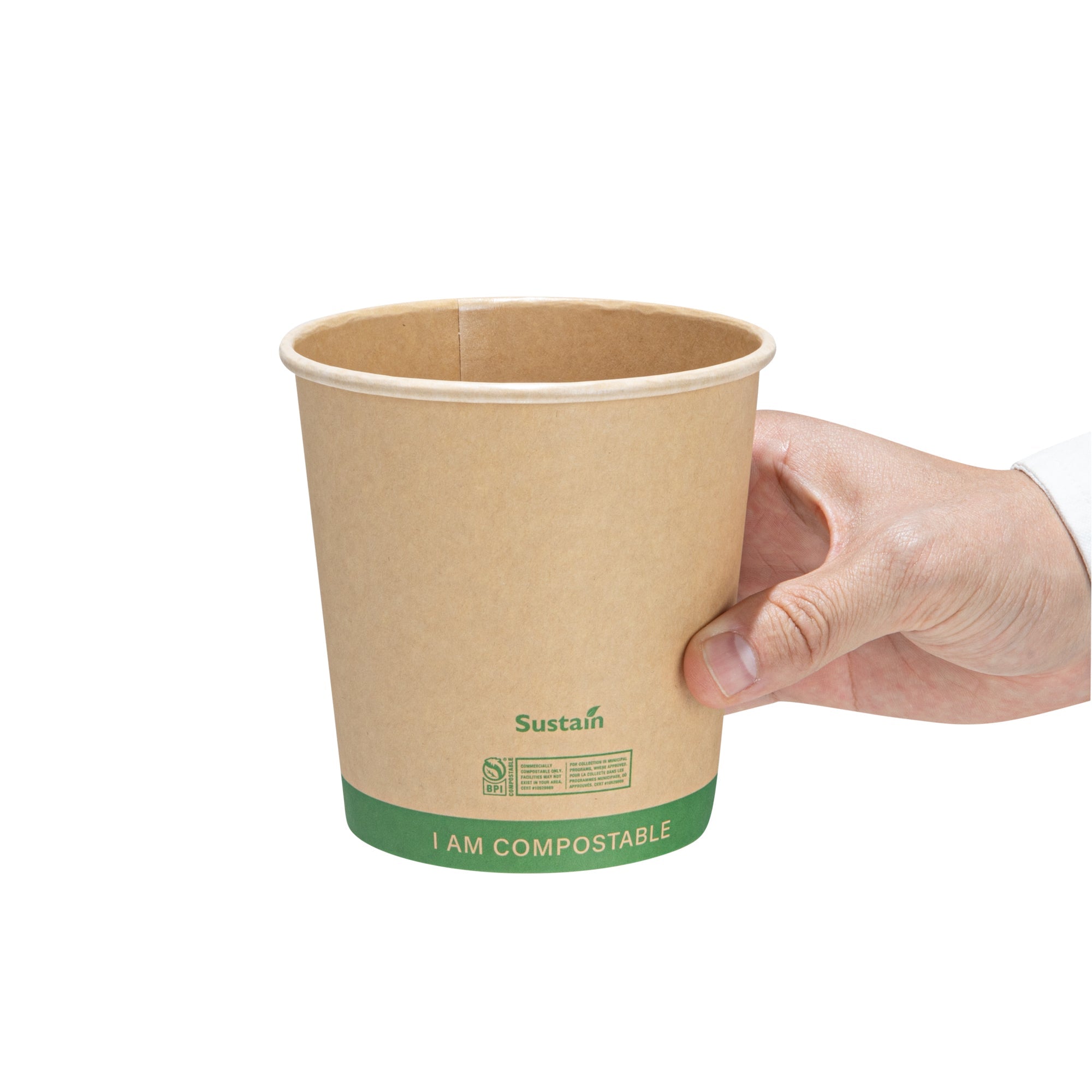 Sustain 24 oz Round Kraft Paper Soup Container - Compostable - 4 1/2" x 4 1/2" x 4 1/2" - 25 count box