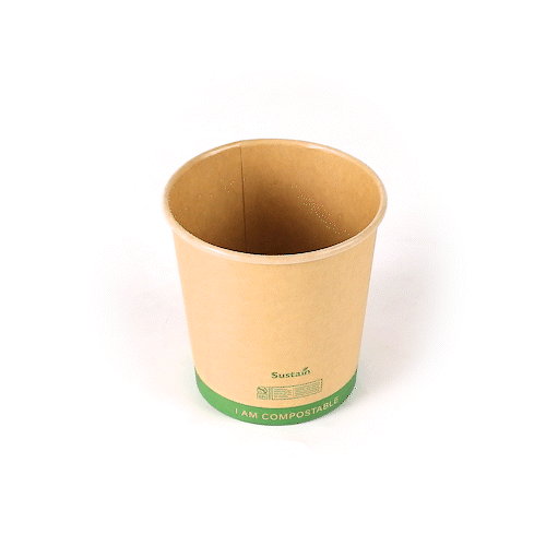 Sustain 24 oz Round Kraft Paper Soup Container - Compostable - 4 1/2" x 4 1/2" x 4 1/2" - 25 count box