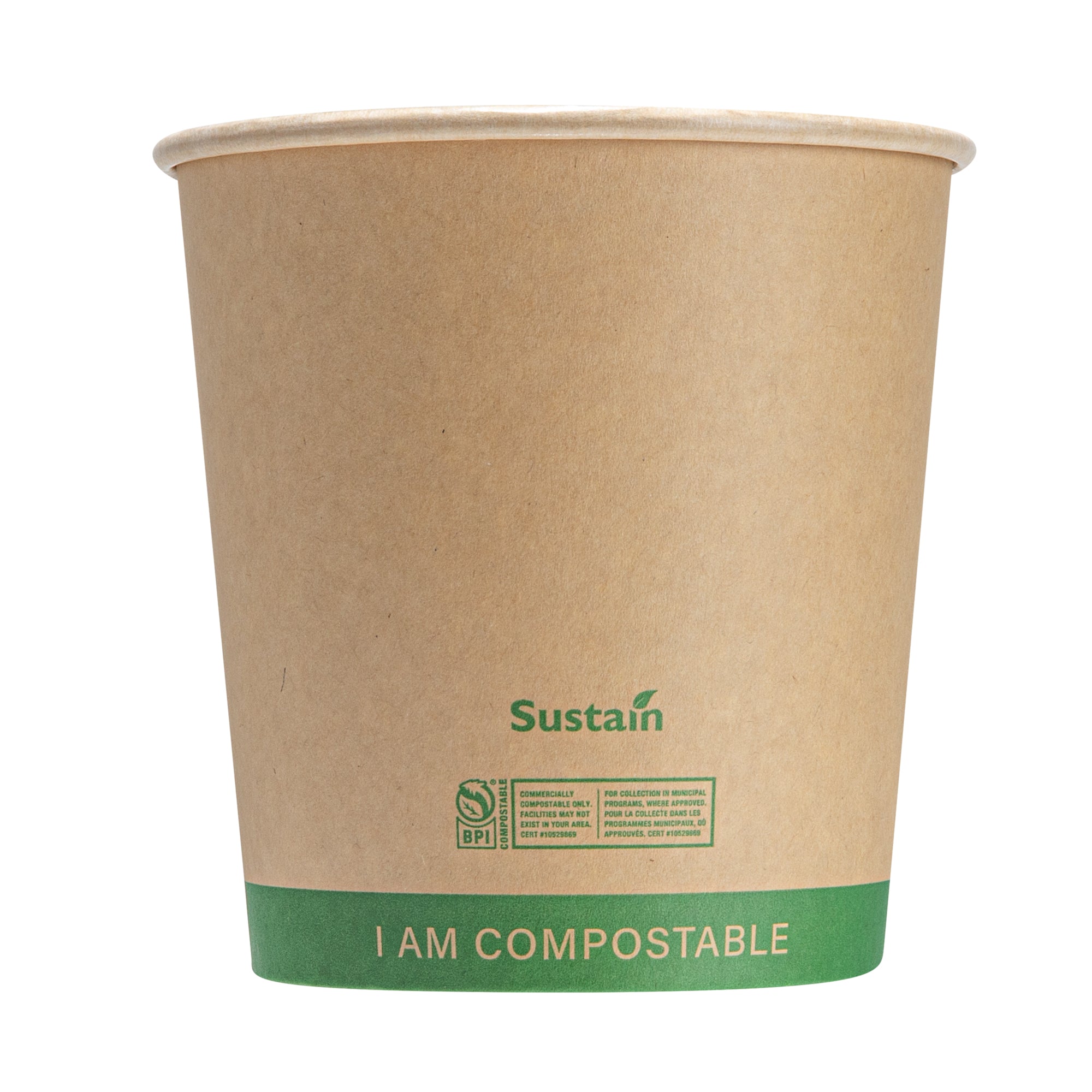 Sustain 24 oz Round Kraft Paper Soup Container - Compostable - 4 1/2" x 4 1/2" x 4 1/2" - 25 count box