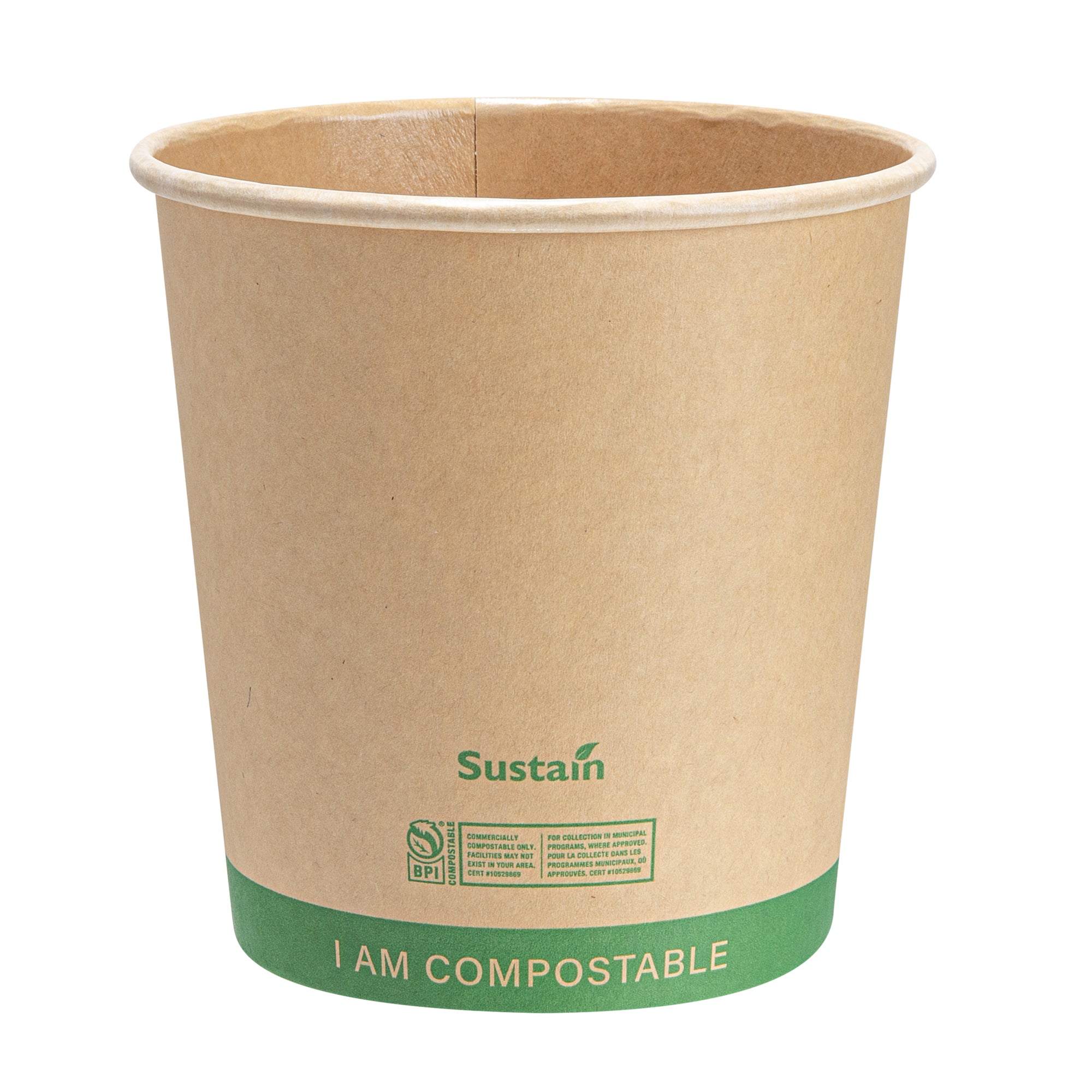 Sustain 24 oz Round Kraft Paper Soup Container - Compostable - 4 1/2" x 4 1/2" x 4 1/2" - 200 count box