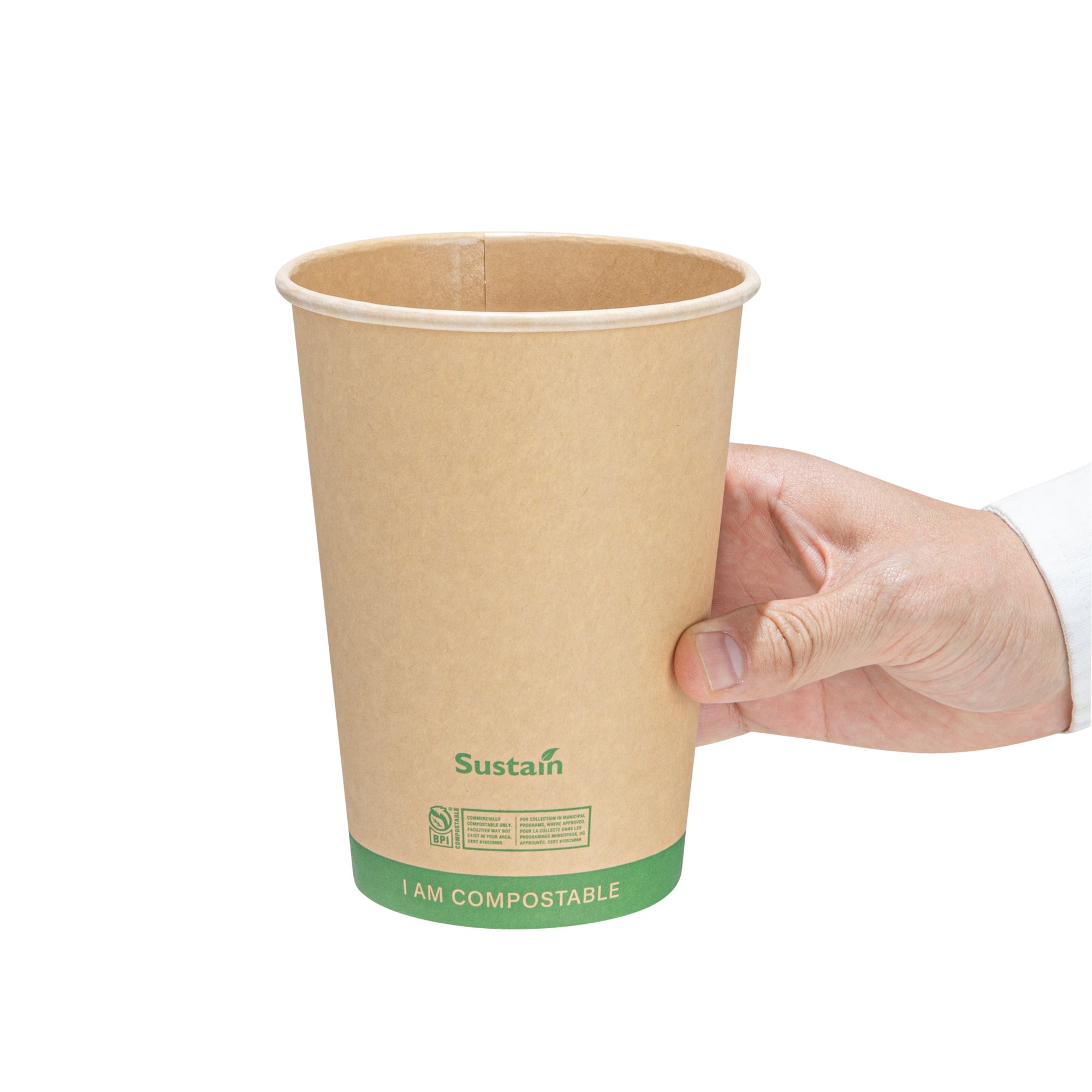 Sustain 32 oz Round Kraft Paper Soup Container - Compostable - 4 1/2" x 4 1/2" x 5 3/4" - 25 count box
