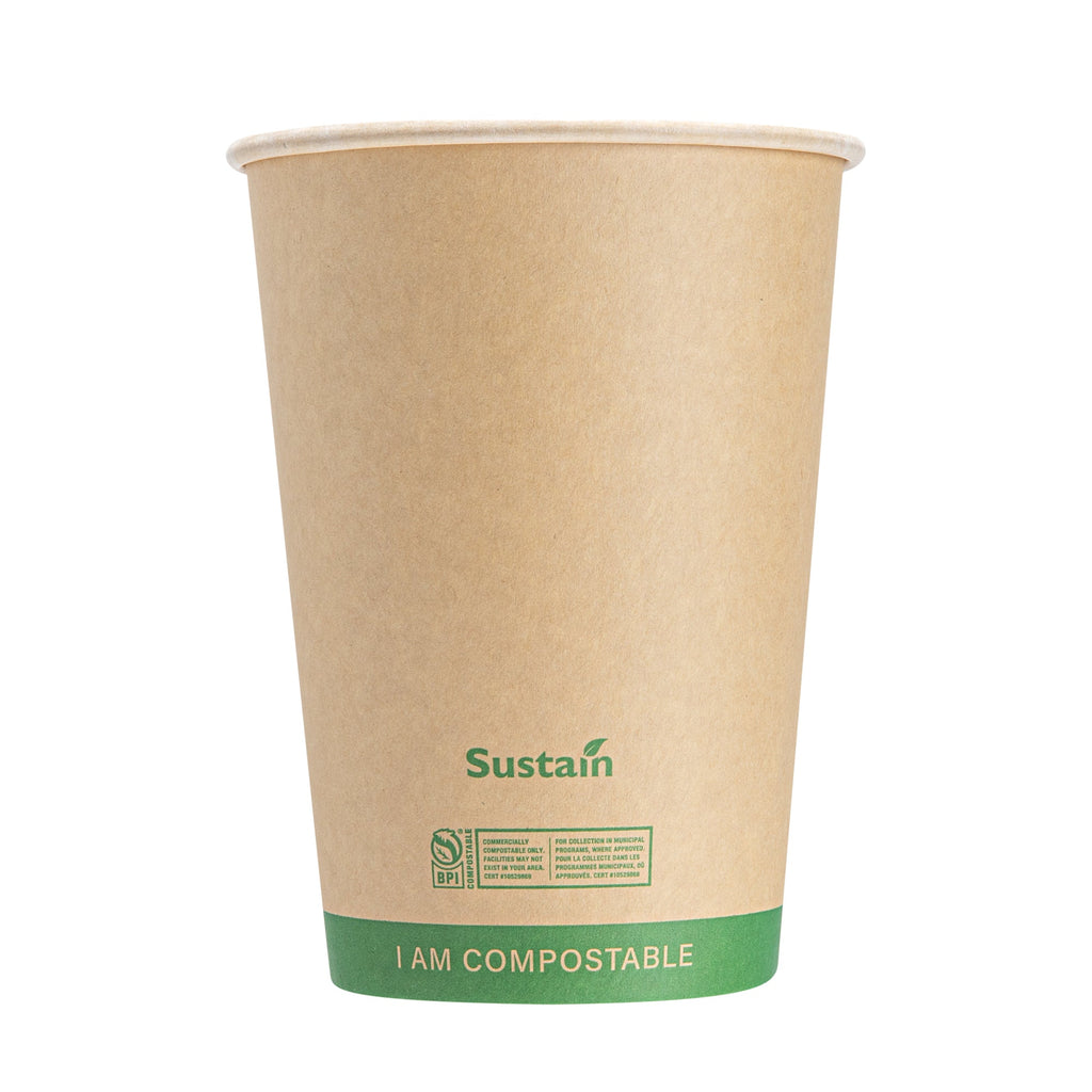 Sustain 32 oz Round Kraft Paper Soup Container - Compostable - 4 1/2" x 4 1/2" x 5 3/4" - 200 count box