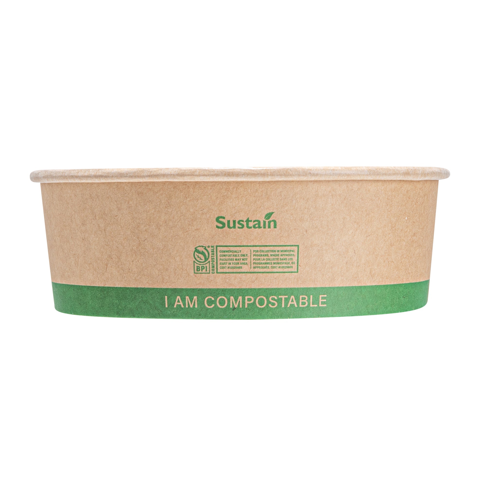 Sustain 17 oz Round Kraft Paper Take Out Container - Compostable - 5 3/4" x 5 3/4" x 2" - 50 count box
