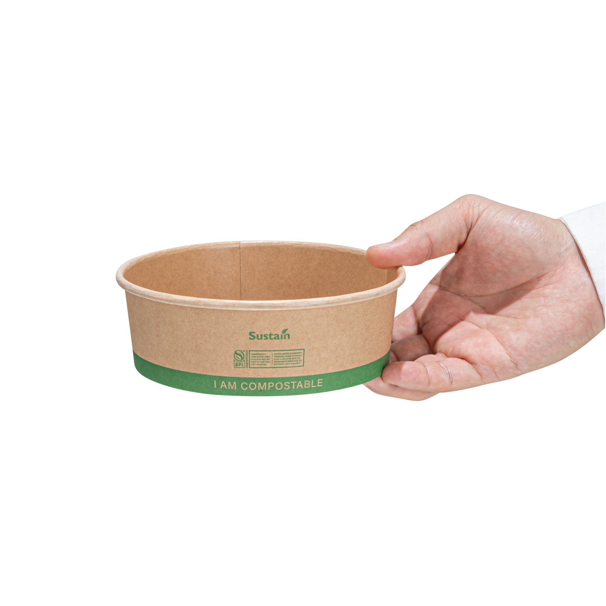 Sustain 17 oz Round Kraft Paper Take Out Container - Compostable - 5 3/4" x 5 3/4" x 2" - 200 count box