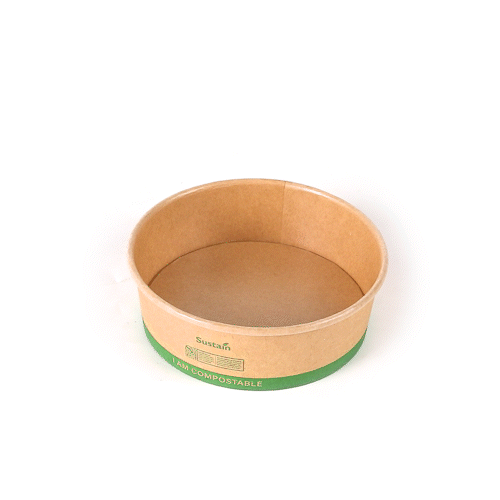 Sustain 17 oz Round Kraft Paper Take Out Container - Compostable - 5 3/4" x 5 3/4" x 2" - 200 count box