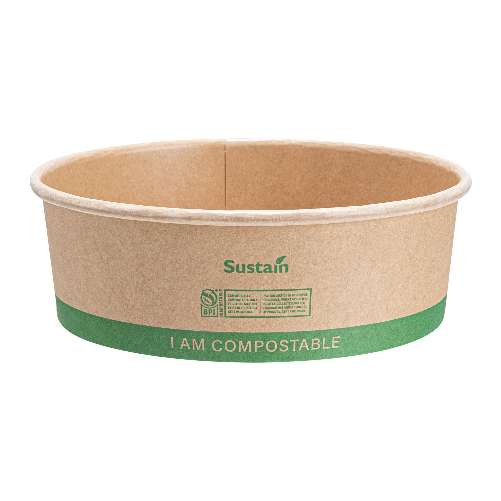 Sustain 25 oz Round Kraft Paper Take Out Container - Compostable - 5 3/4" x 5 3/4" x 2 1/4" - 50 count box