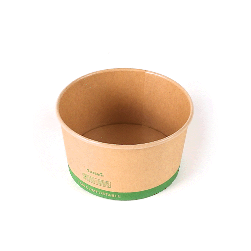 Sustain 34 oz Round Kraft Paper Take Out Container - Compostable - 5 3/4" x 5 3/4" x 3 1/4" - 50 count box