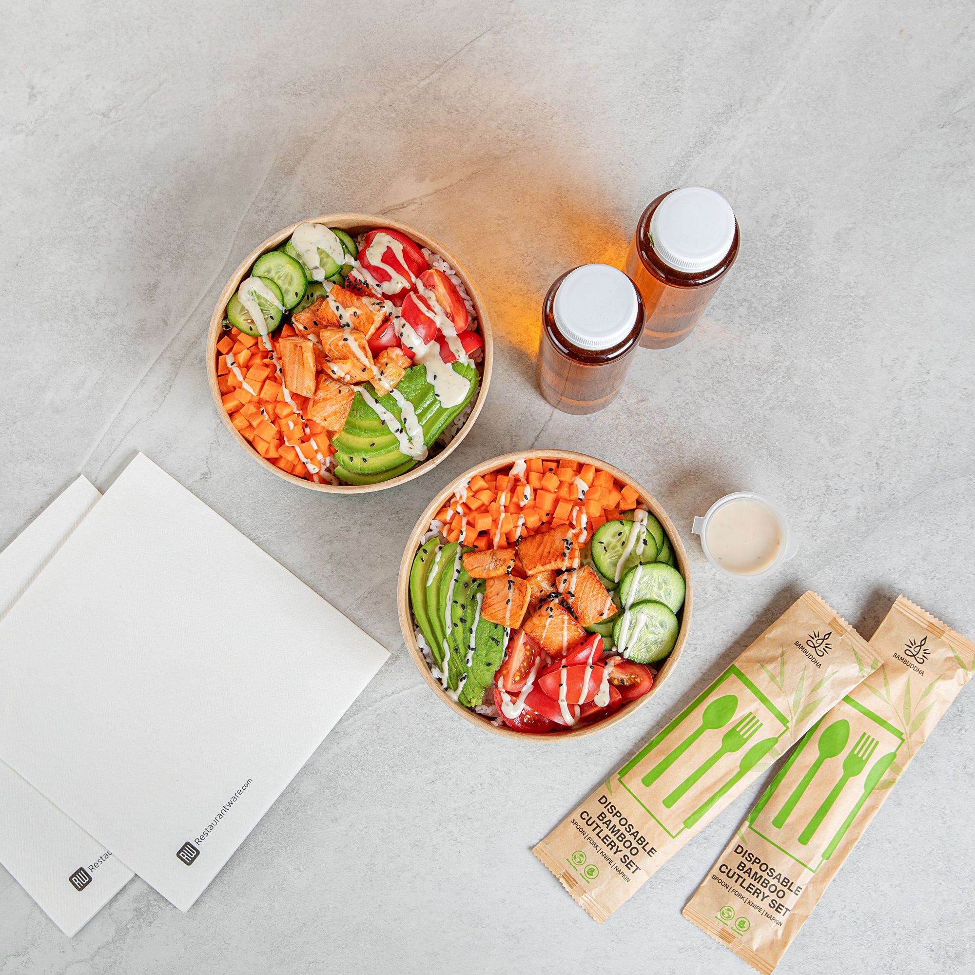 Sustain 37 oz Round Kraft Paper Take Out Container - Compostable - 6 1/2" x 6 1/2" x 2 1/2" - 50 count box