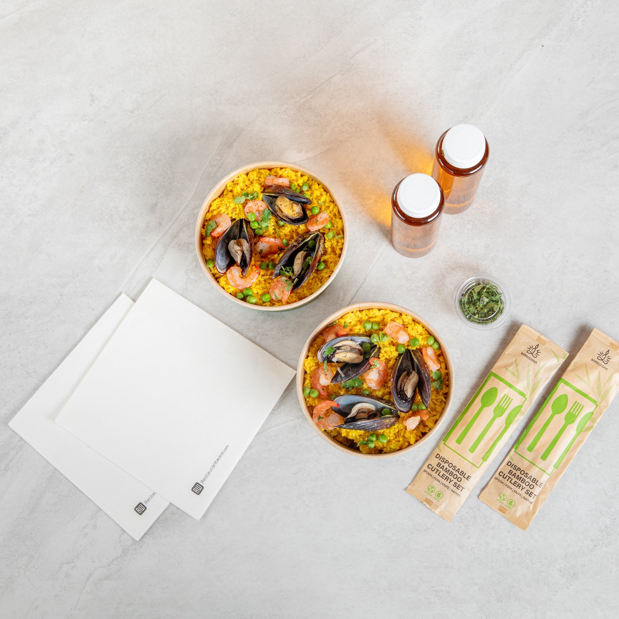 Sustain 44 oz Round Kraft Paper Take Out Container - Compostable - 6 1/2" x 6 1/2" x 3" - 200 count box