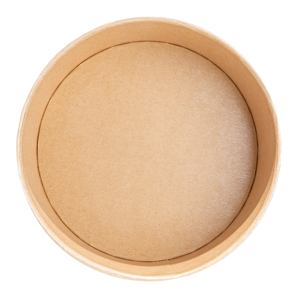 Sustain 50 oz Round Kraft Paper Take Out Container - Compostable - 7 1/4" x 7 1/4" x 2 3/4" - 200 count box