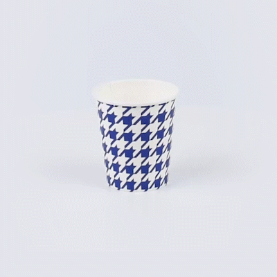Chef 101 7 oz Round Blue Houndstooth Paper Cold Cup - 2 3/4" x 2 3/4" x 3" - 500 count box