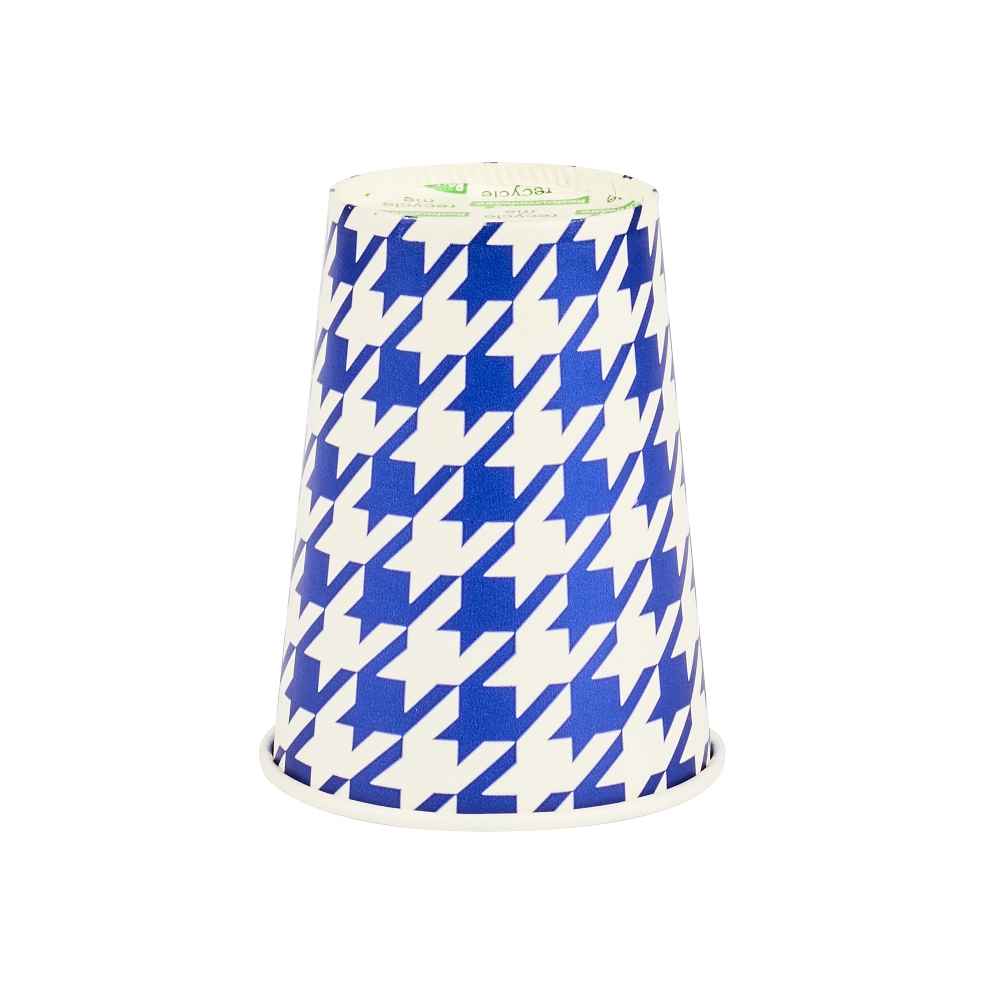 Chef 101 9 oz Round Blue Houndstooth Paper Cold Cup - 3" x 3" x 3 3/4" - 25 count box