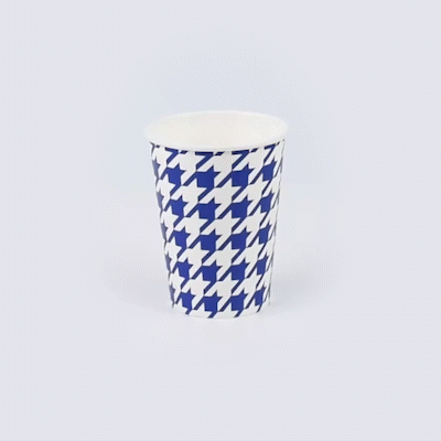 Chef 101 9 oz Round Blue Houndstooth Paper Cold Cup - 3" x 3" x 3 3/4" - 500 count box