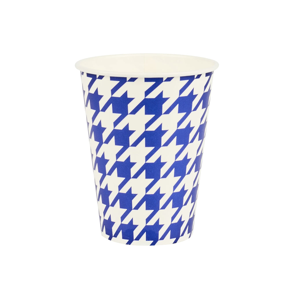 Chef 101 12 oz Round Blue Houndstooth Paper Cold Cup - 3 1/2" x 3 1/2" x 4 1/4" - 500 count box