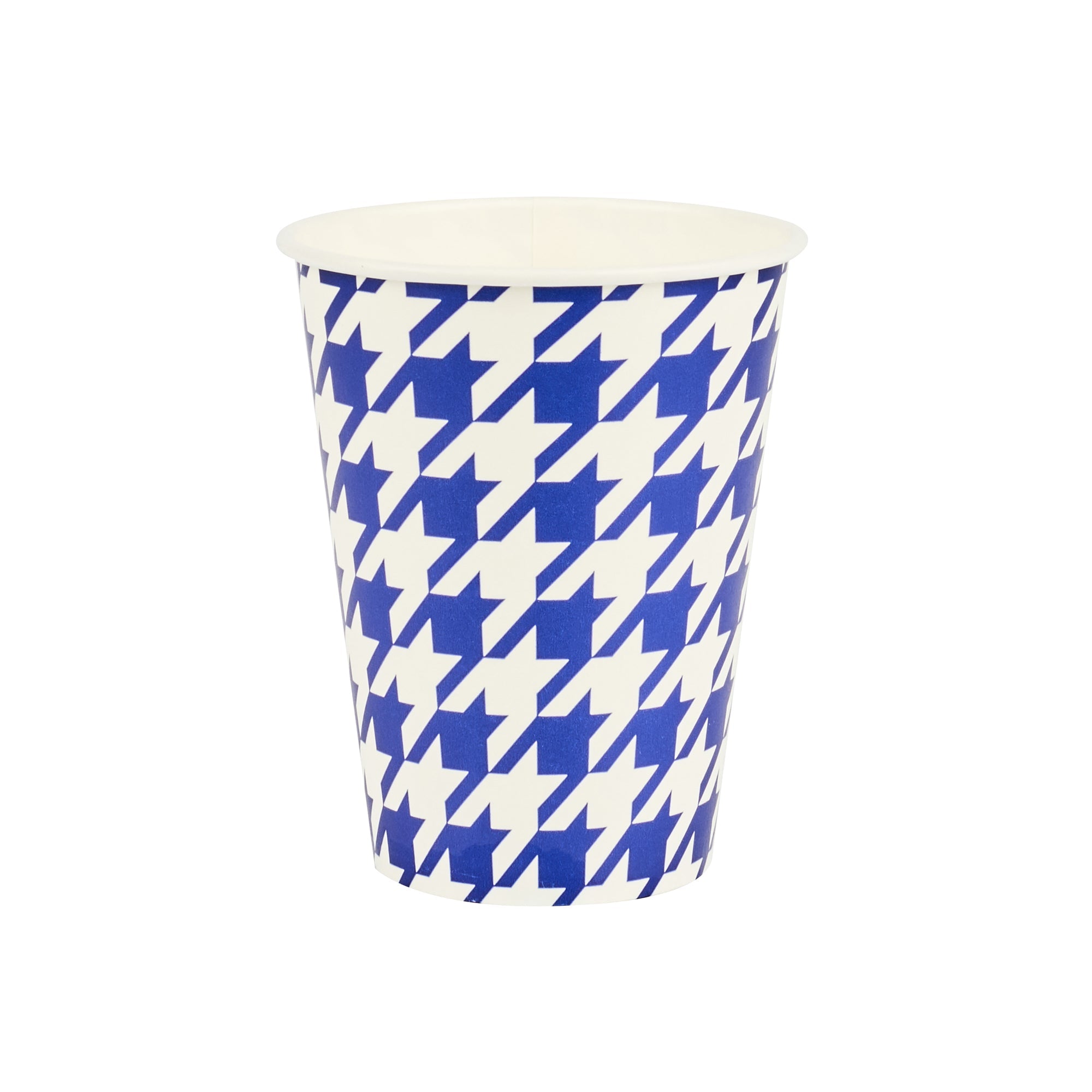 Chef 101 12 oz Round Blue Houndstooth Paper Cold Cup - 3 1/2" x 3 1/2" x 4 1/4" - 500 count box