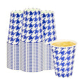 Chef 101 12 oz Round Blue Houndstooth Paper Cold Cup - 3 1/2" x 3 1/2" x 4 1/4" - 500 count box
