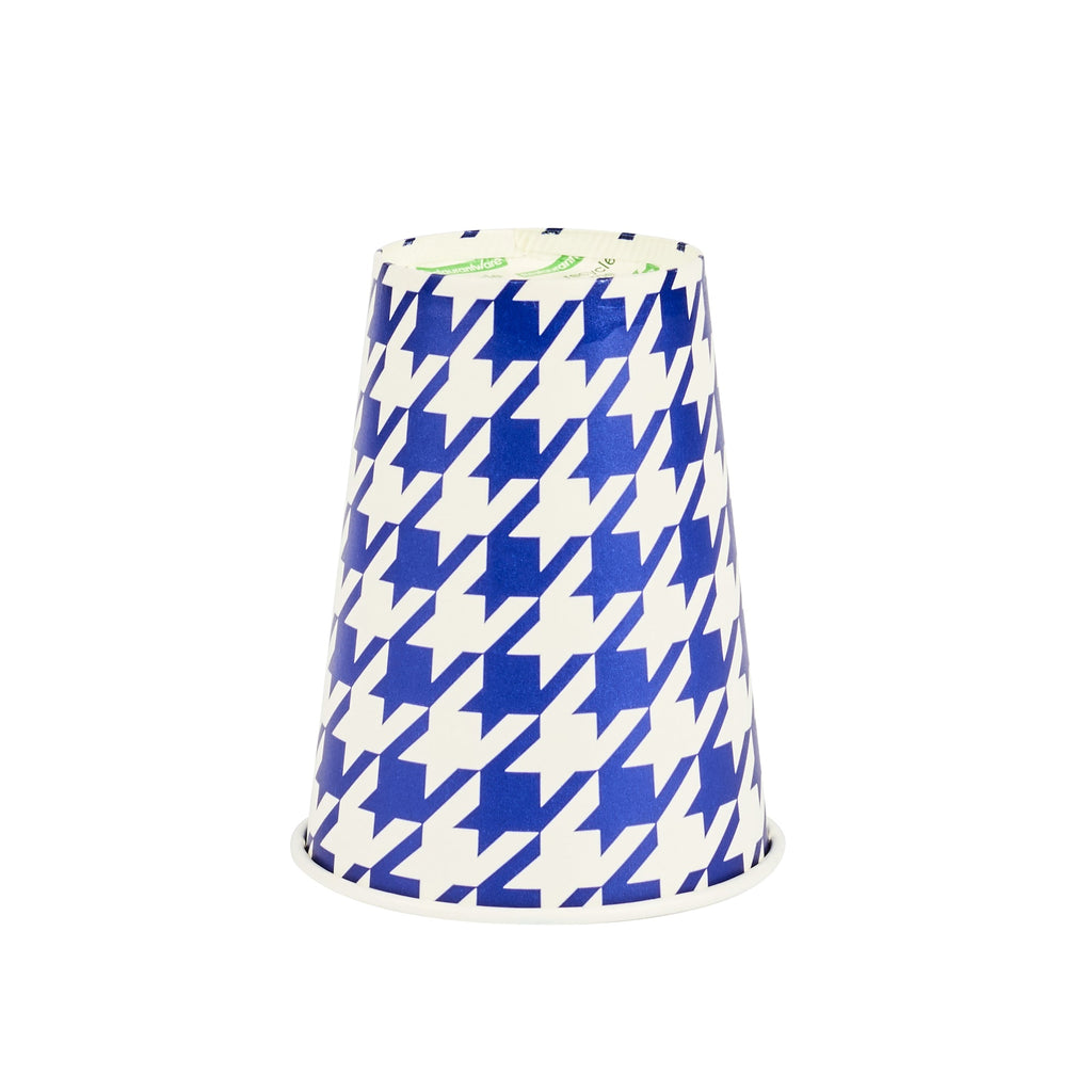 Chef 101 12 oz Round Blue Houndstooth Paper Cold Cup - 3 1/2" x 3 1/2" x 4 1/4" - 500 count box