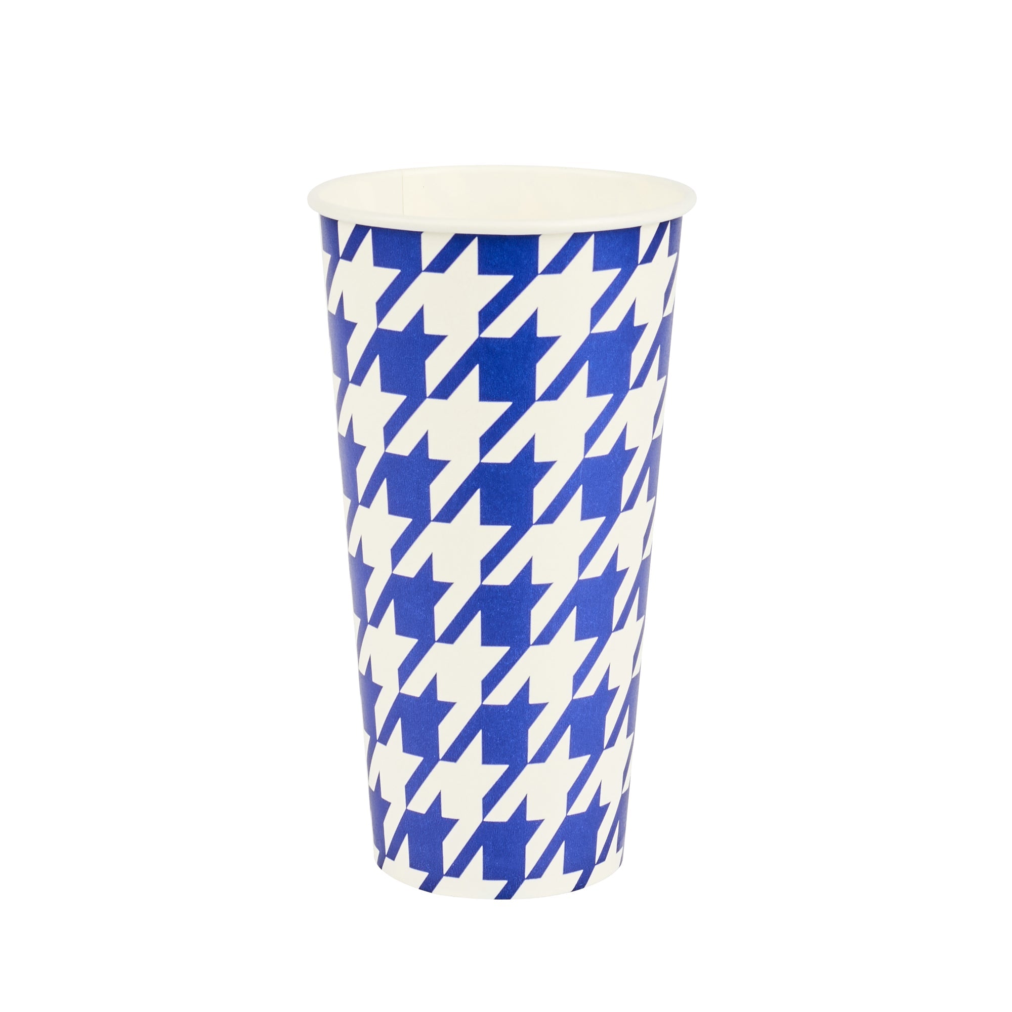 Chef 101 20 oz Round Blue Houndstooth Paper Cold Cup - 3 1/2" x 3 1/2" x 6 1/4" - 500 count box