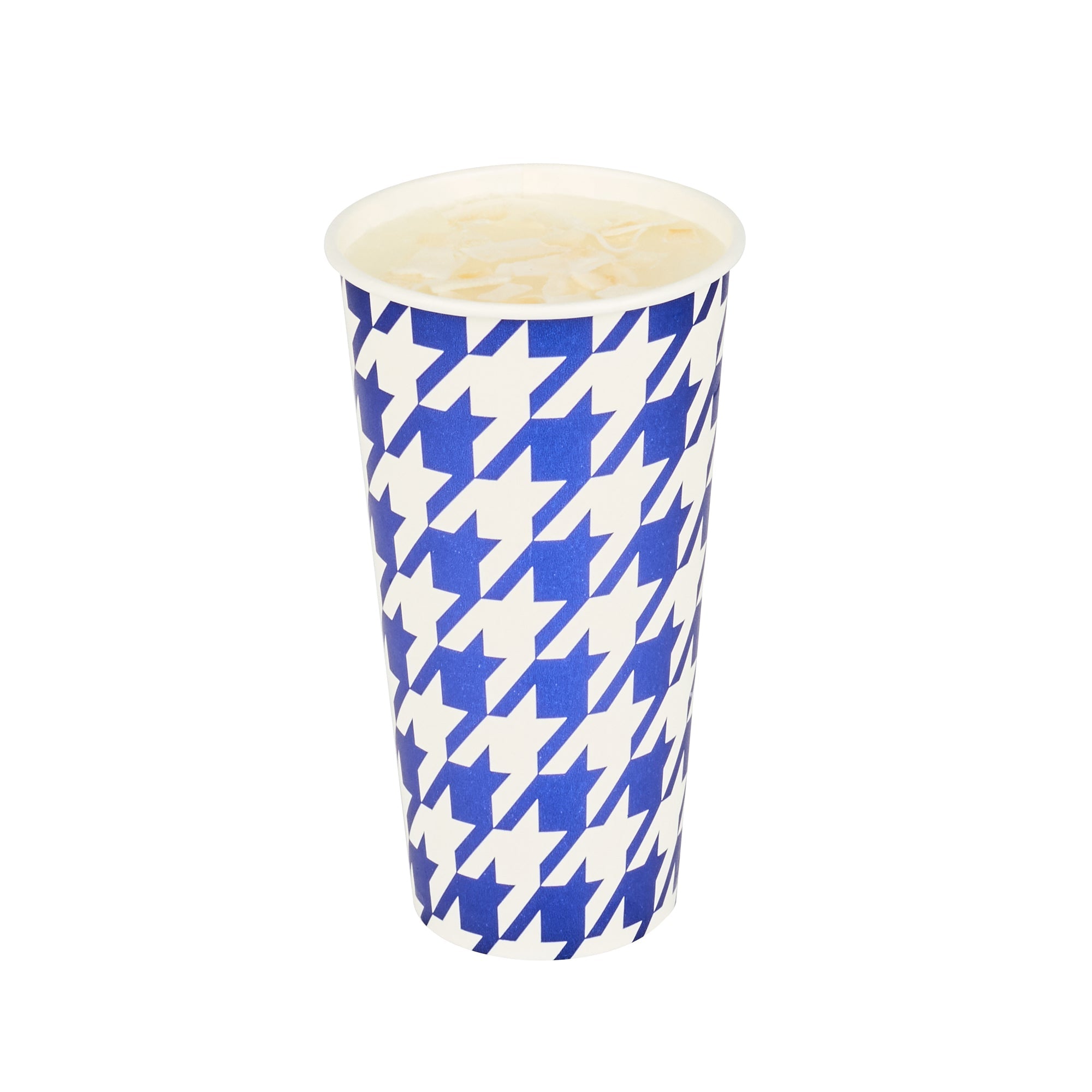 Chef 101 20 oz Round Blue Houndstooth Paper Cold Cup - 3 1/2" x 3 1/2" x 6 1/4" - 25 count box