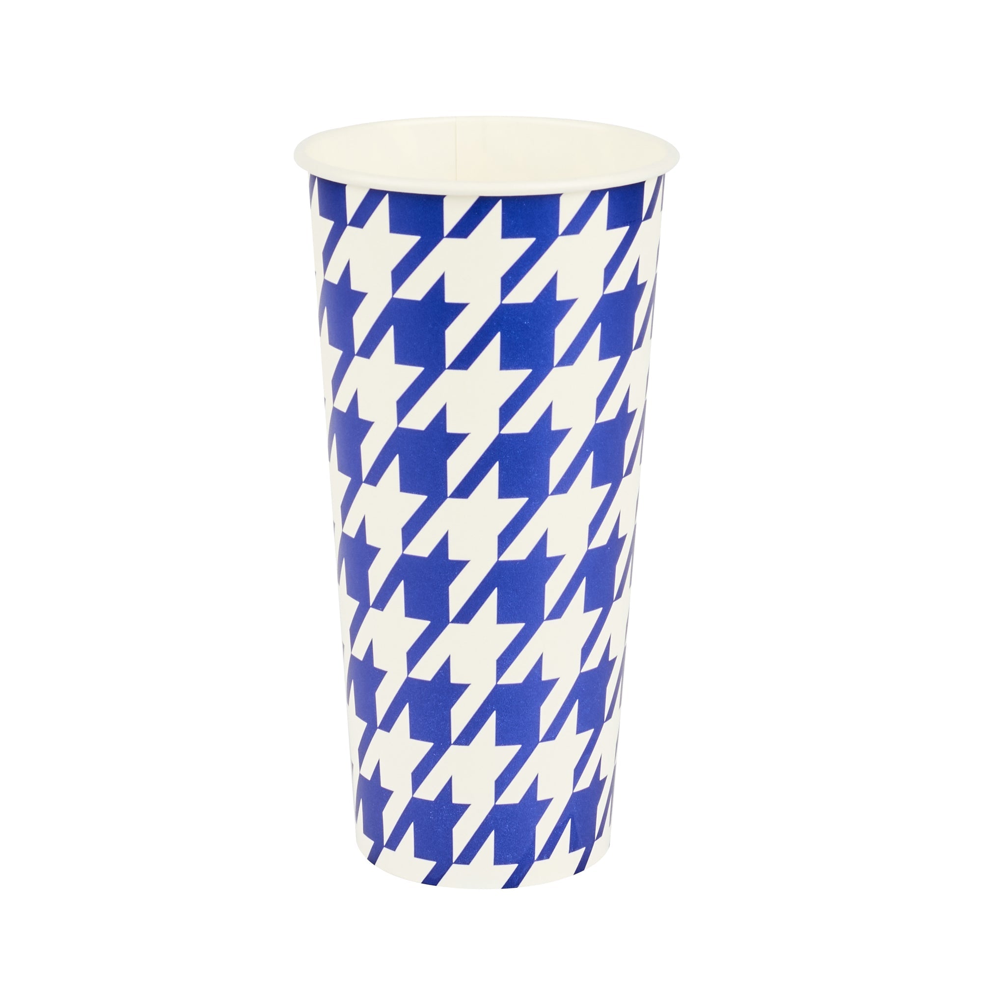 Chef 101 22 oz Round Blue Houndstooth Paper Cold Cup - 3 1/2" x 3 1/2" x 6 3/4" - 500 count box
