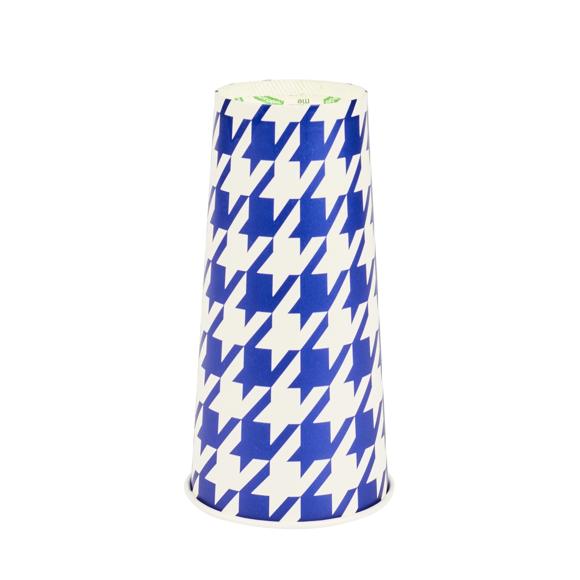 Chef 101 22 oz Round Blue Houndstooth Paper Cold Cup - 3 1/2" x 3 1/2" x 6 3/4" - 25 count box