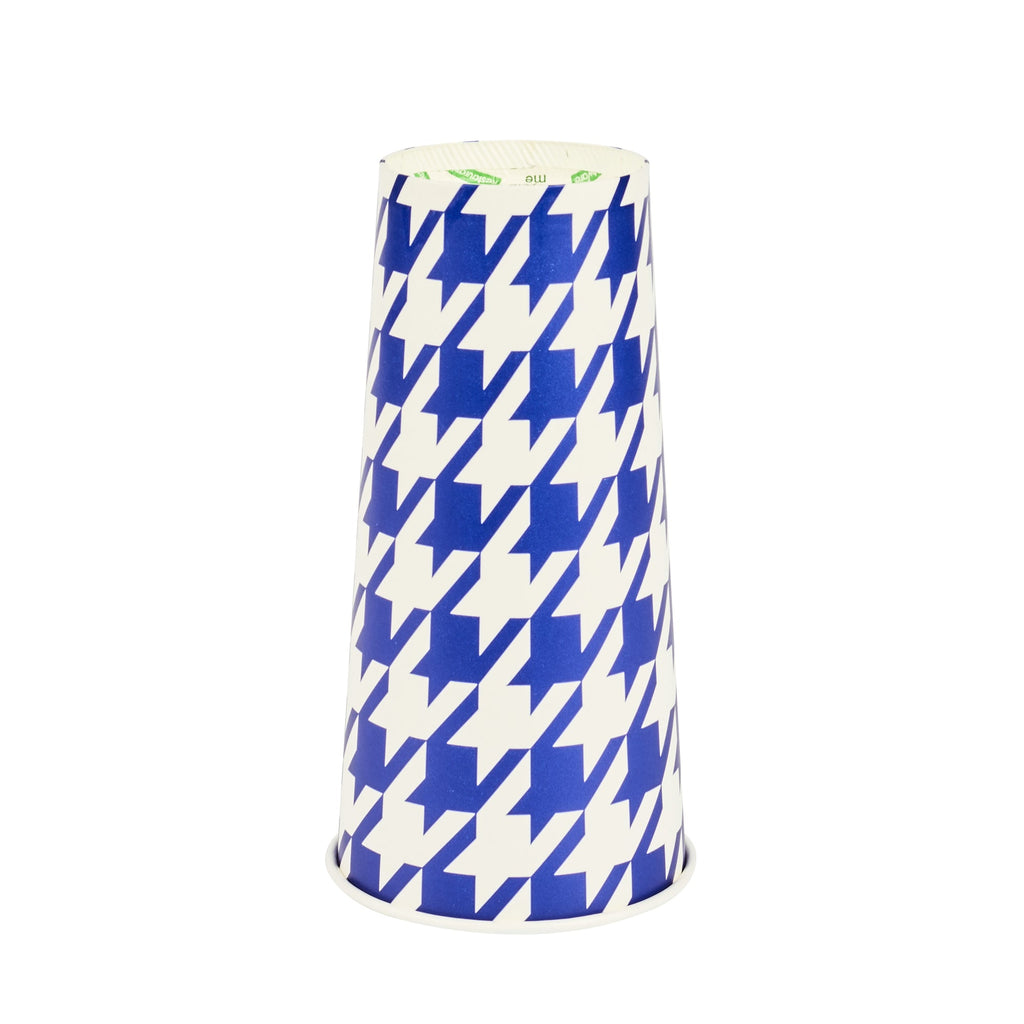 Chef 101 22 oz Round Blue Houndstooth Paper Cold Cup - 3 1/2" x 3 1/2" x 6 3/4" - 500 count box