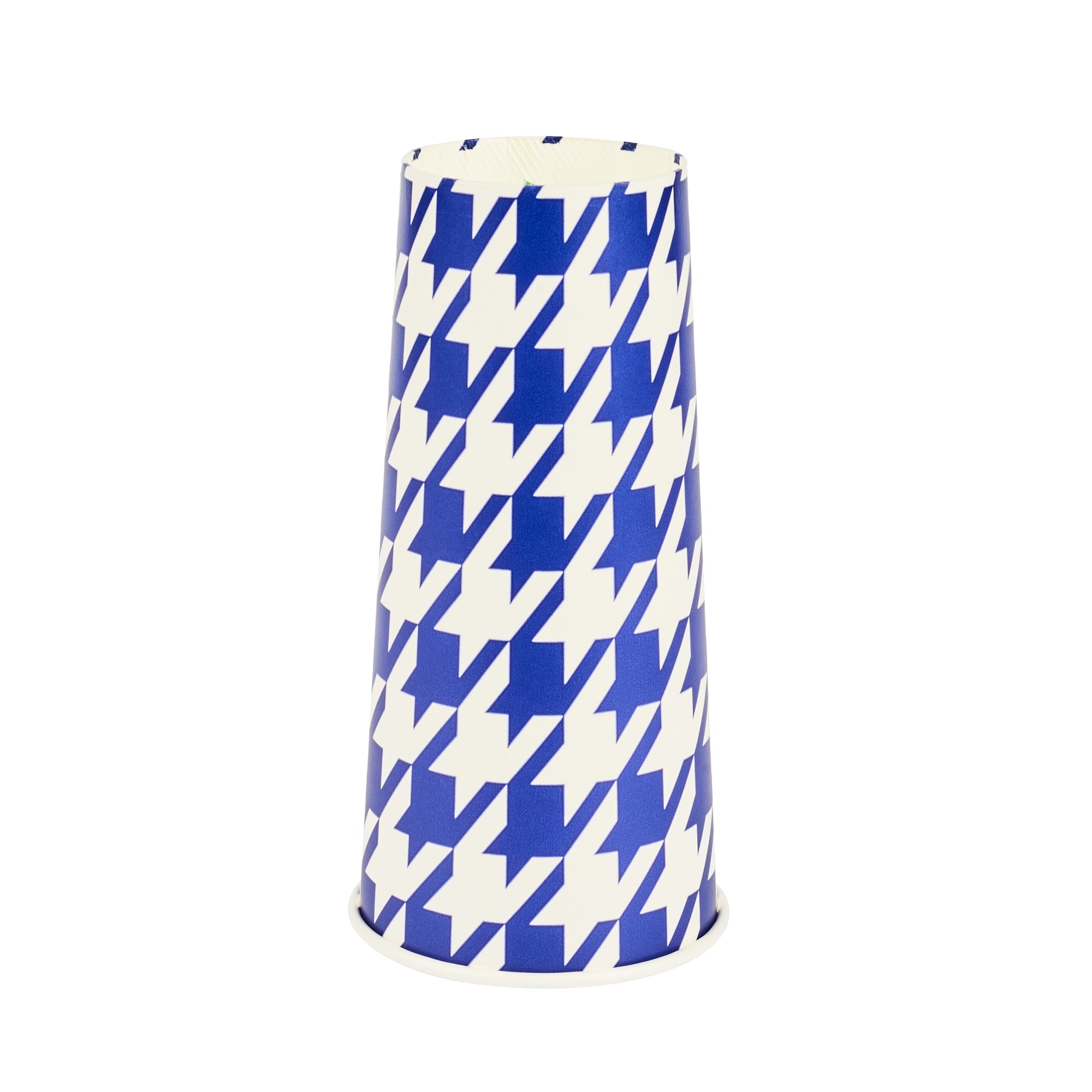 Chef 101 24 oz Round Blue Houndstooth Paper Cold Cup - 3 1/2" x 3 1/2" x 7" - 500 count box