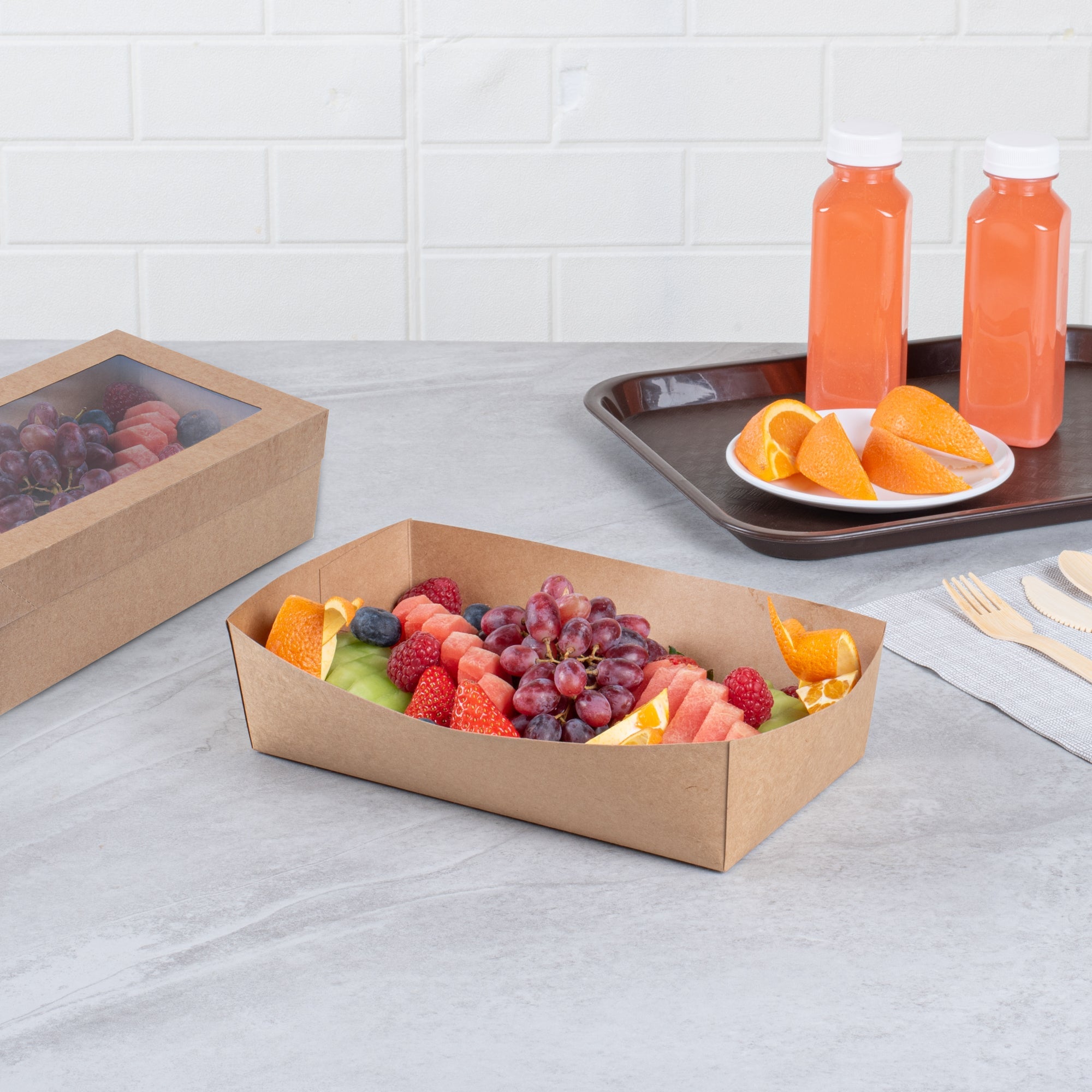 Cater Tek Kraft Paper Insert - Fits Rectangle Catering Box - 10 3/4'' x 7 1/4'' x 2 1/4'' - 10 count box