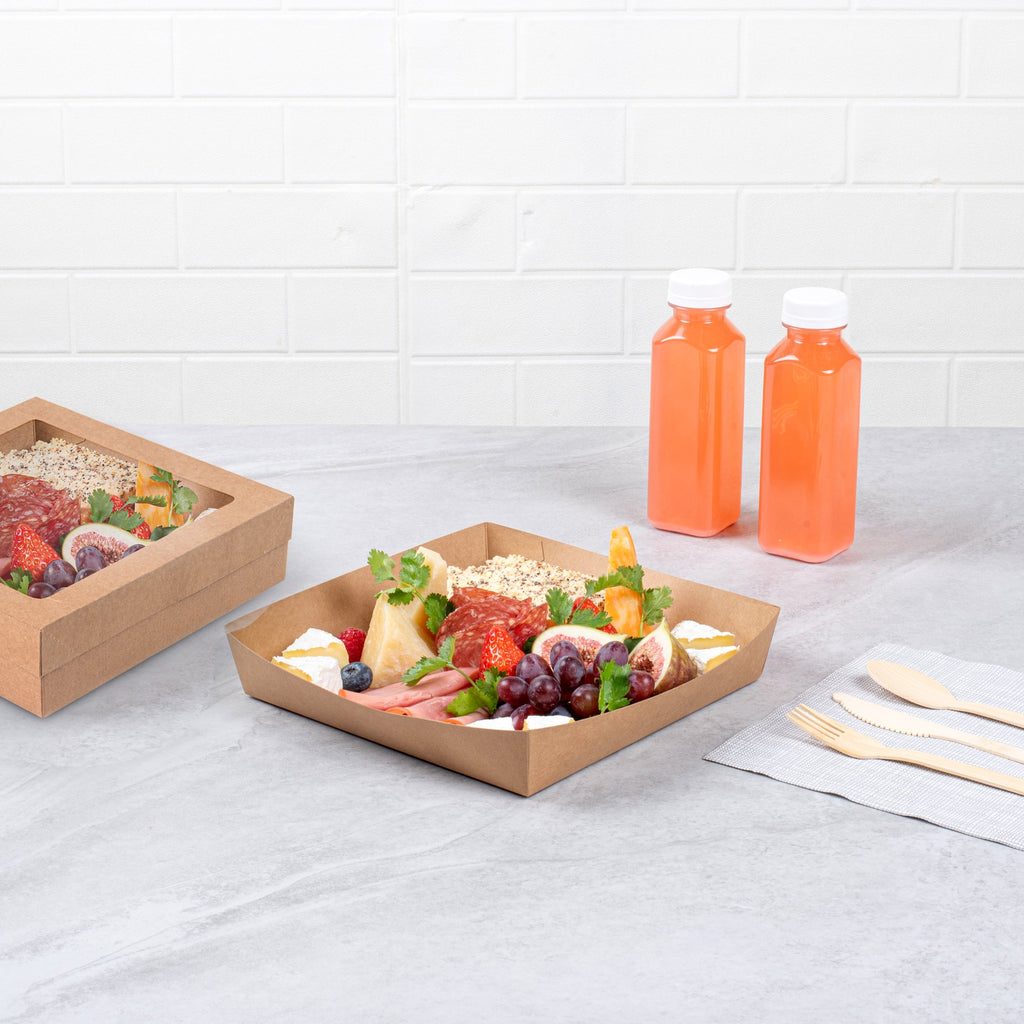 Cater Tek Kraft Paper Insert - Fits Square Catering Box - 9 3/4" x 9 3/4'' x 1 1/2'' - 10 count box