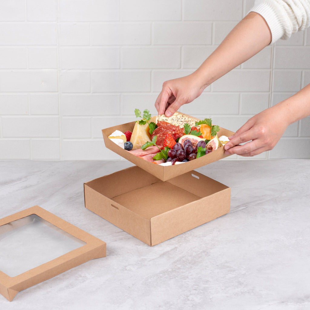 Cater Tek Kraft Paper Insert - Fits Square Catering Box - 9 3/4" x 9 3/4'' x 1 1/2'' - 10 count box