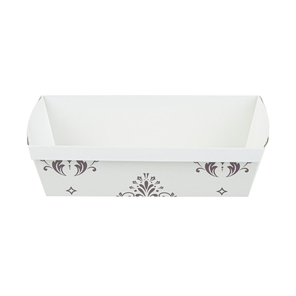 Bake Tek 32 oz Beige Vintage Floral Paper Baking Loaf Pan - Greaseproof - 8" x 3 3/4" x 2 1/4" - 100 count box