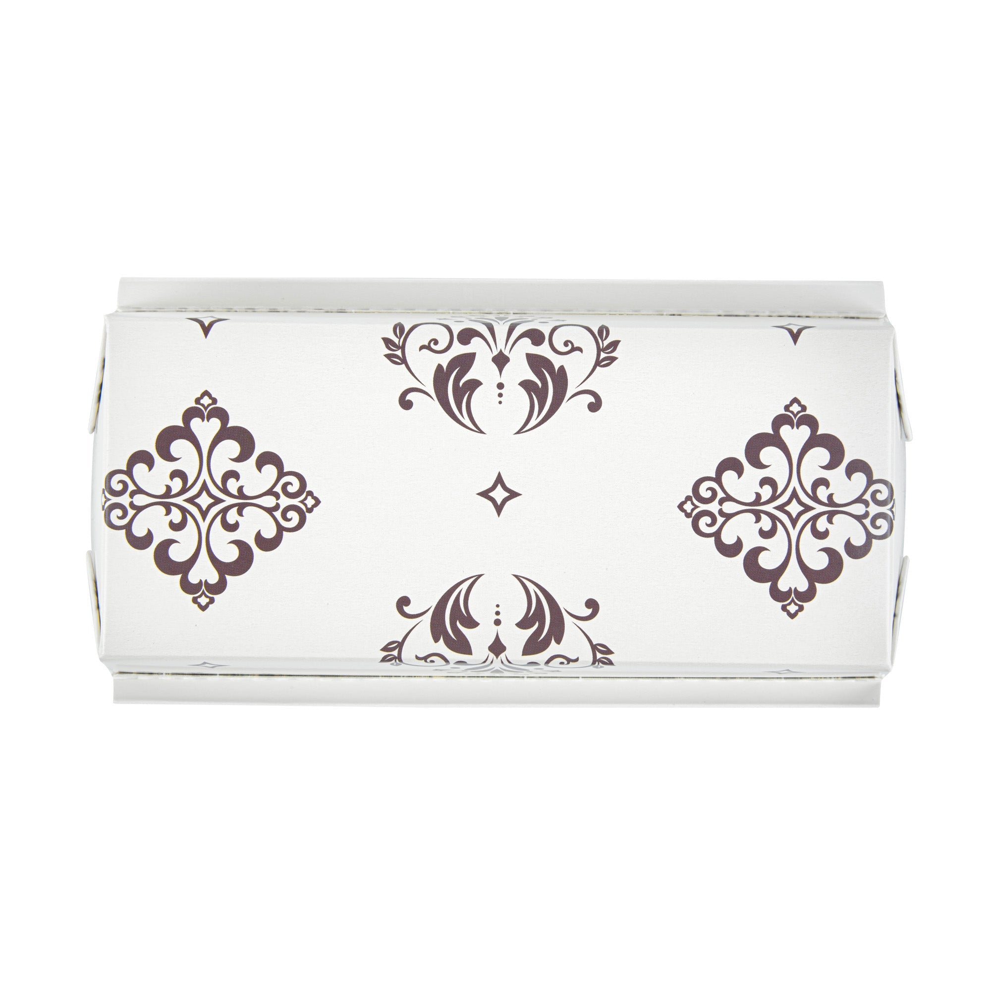 Bake Tek 32 oz Beige Vintage Floral Paper Baking Loaf Pan - Greaseproof - 8" x 3 3/4" x 2 1/4" - 100 count box