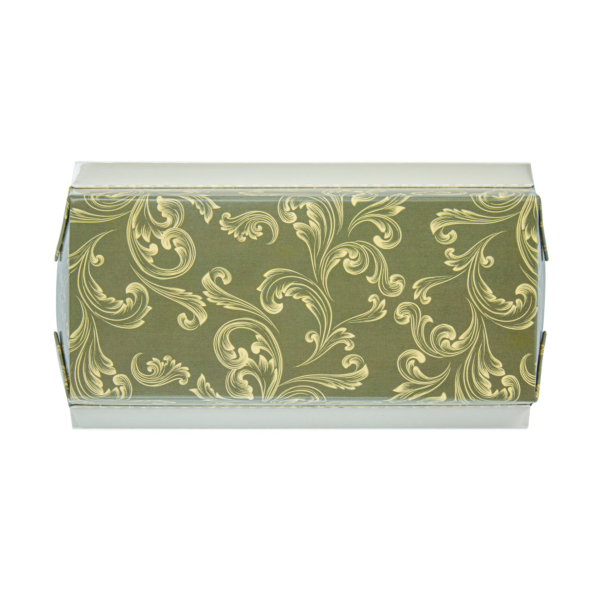 Bake Tek 32 oz Dark Green Vintage Floral Paper Baking Loaf Pan - Greaseproof - 8" x 3 3/4" x 2 1/4" - 100 count box