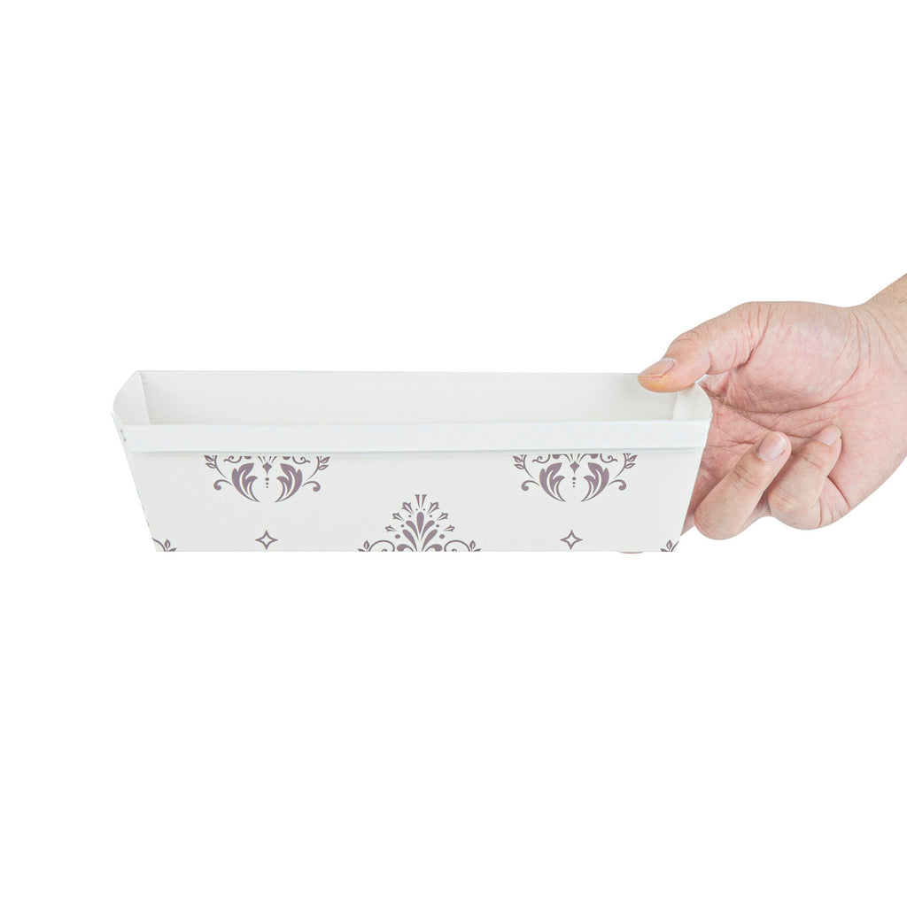 Bake Tek 42 oz Beige Vintage Floral Paper Baking Loaf Pan - Greaseproof - 10" x 3 1/2" x 2 1/2" - 100 count box