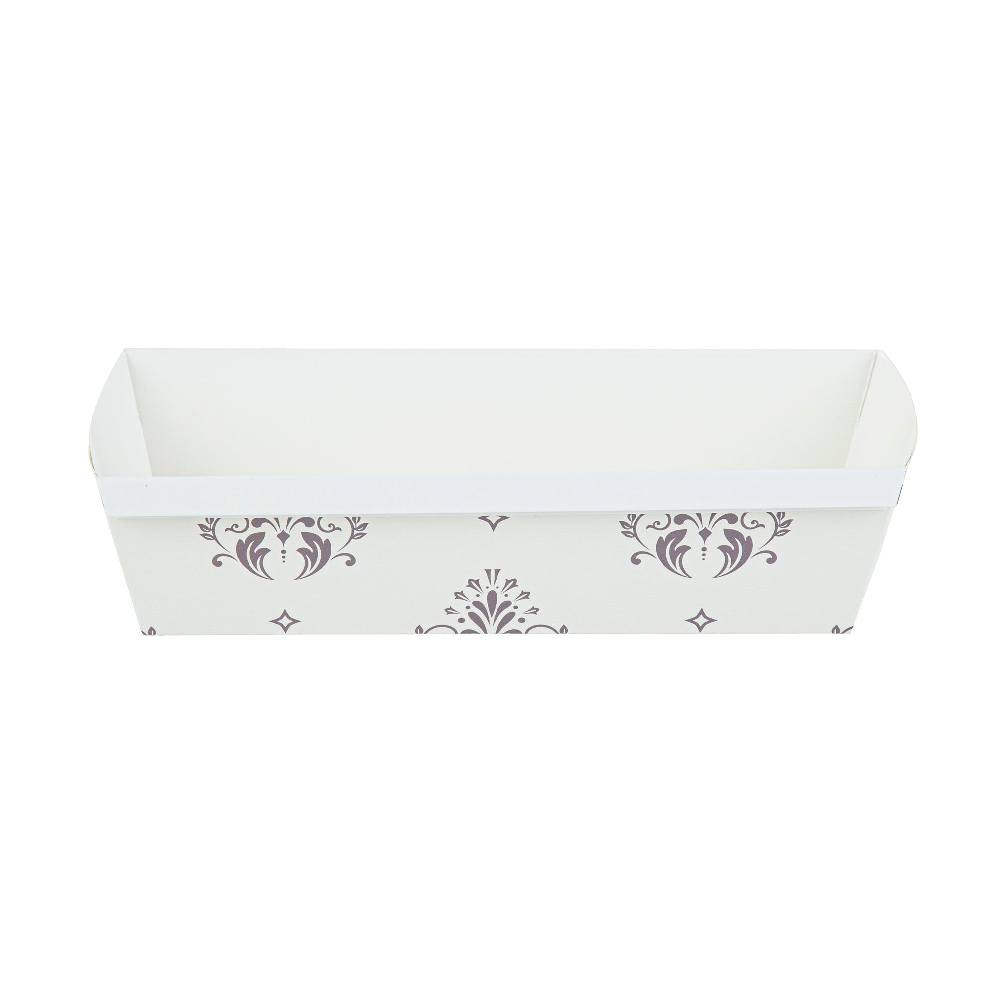 Bake Tek 42 oz Beige Vintage Floral Paper Baking Loaf Pan - Greaseproof - 10" x 3 1/2" x 2 1/2" - 100 count box