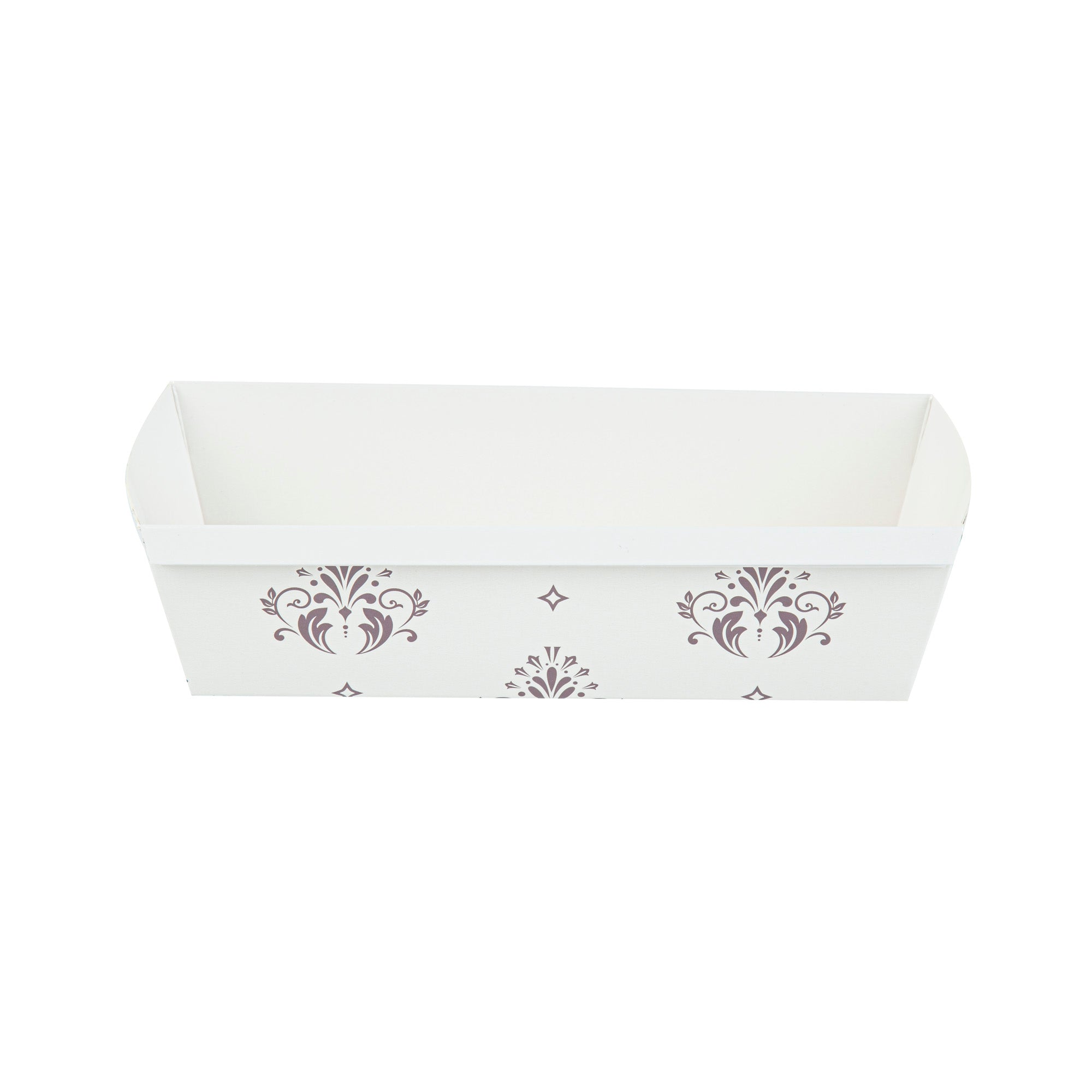 Bake Tek 54 oz Beige Vintage Floral Paper Baking Loaf Pan - Greaseproof - 10 1/4" x 4" x 2 3/4" - 100 count box
