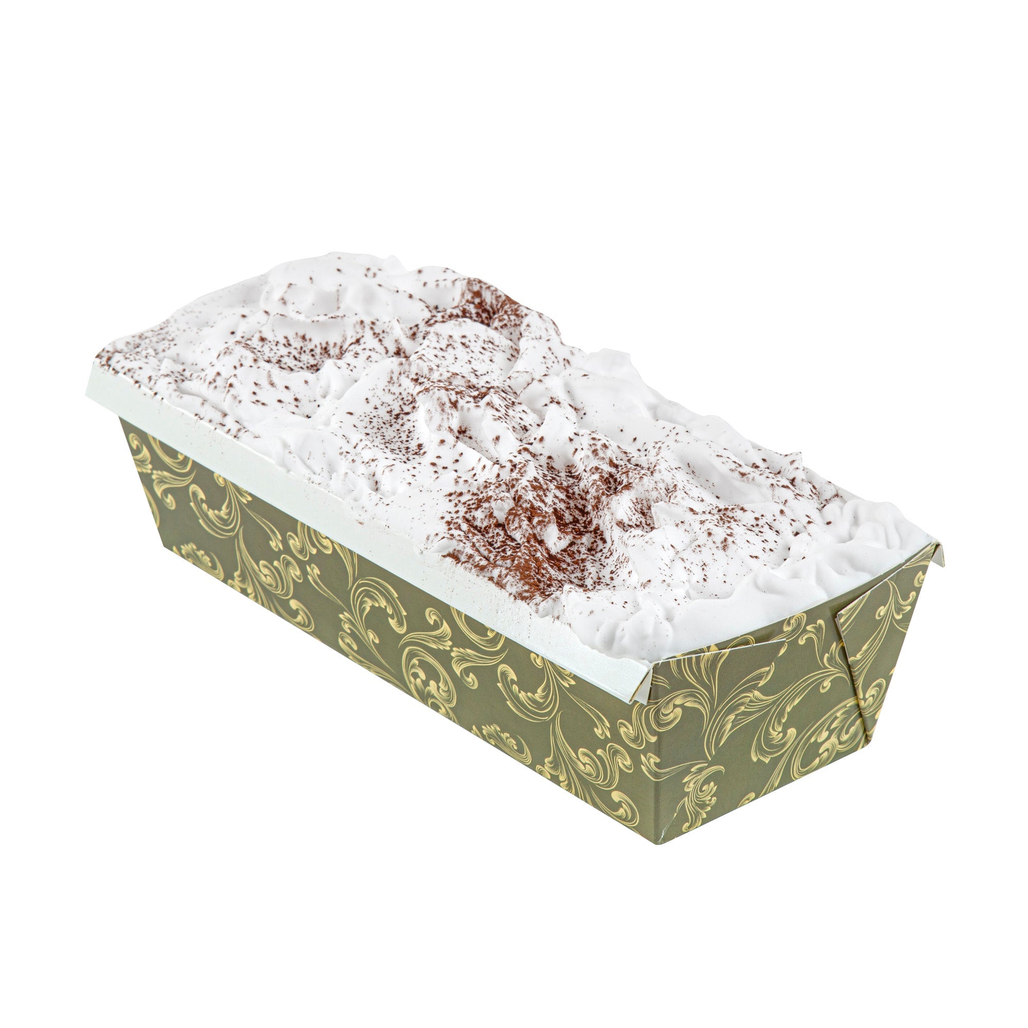 Bake Tek 54 oz Dark Green Vintage Floral Paper Baking Loaf Pan - Greaseproof - 10 1/4" x 4" x 2 3/4" - 100 count box