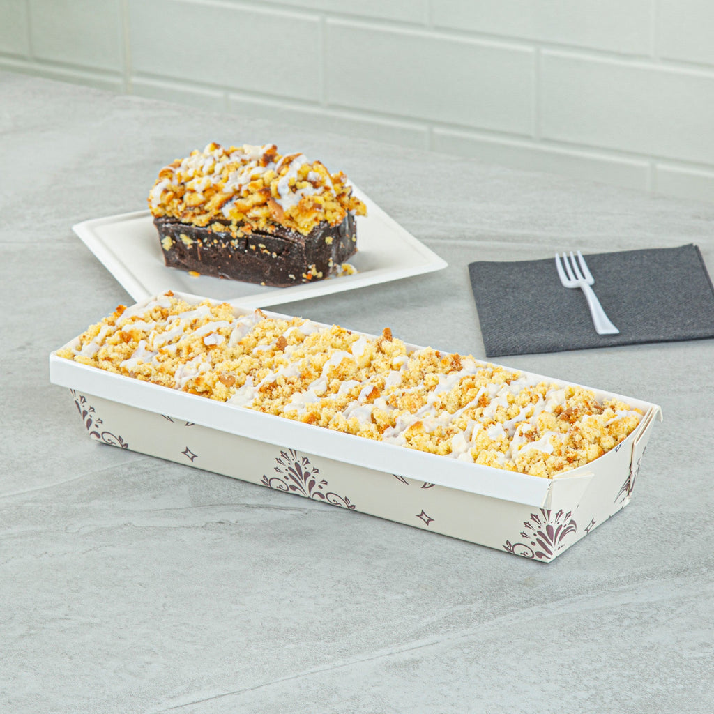 Bake Tek 32 oz Beige Vintage Floral Paper Baking Loaf Pan - Greaseproof - 11" x 3 1/4" x 2" - 100 count box