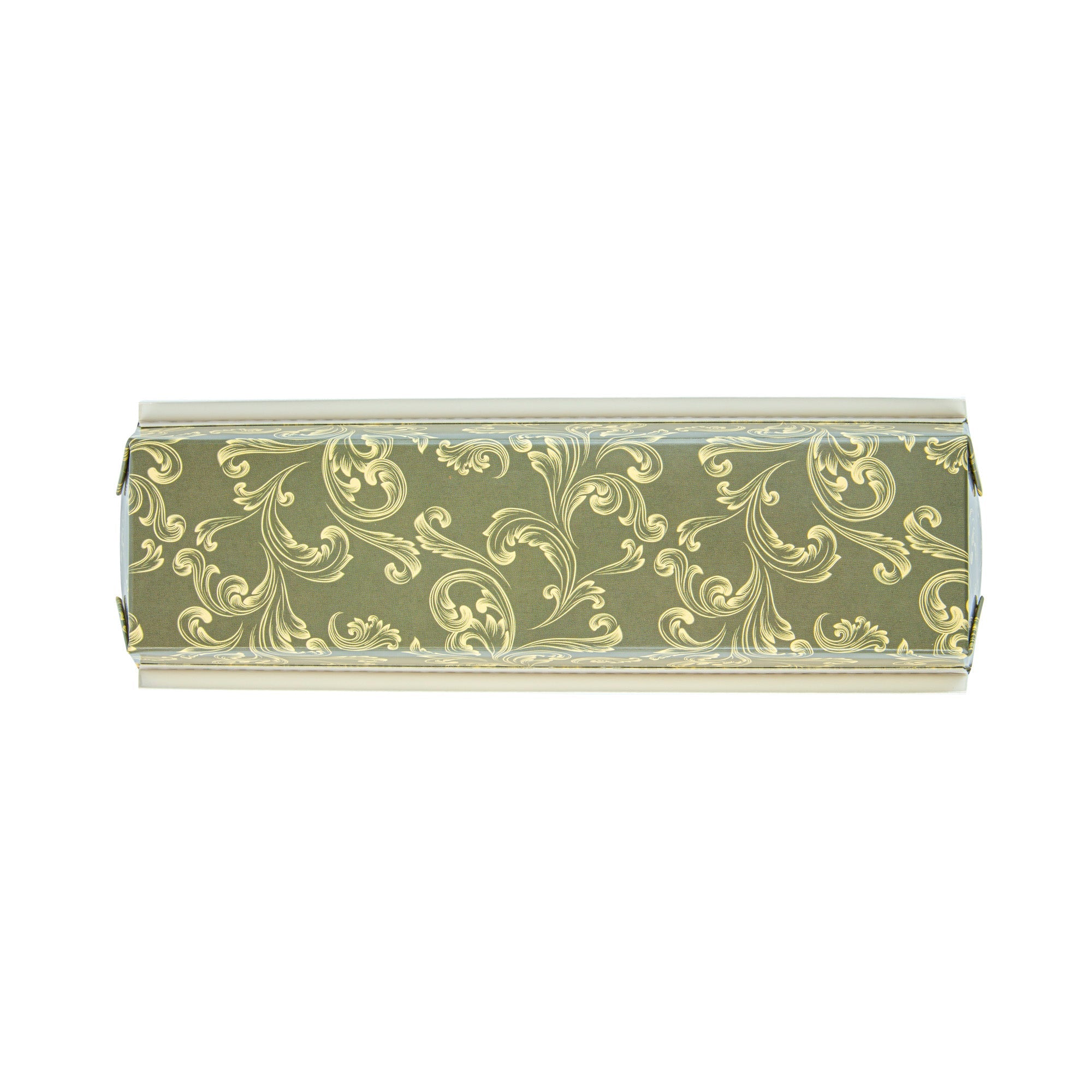 Bake Tek 32 oz Dark Green Vintage Floral Paper Baking Loaf Pan - Greaseproof - 11" x 3 1/4" x 2" - 100 count box