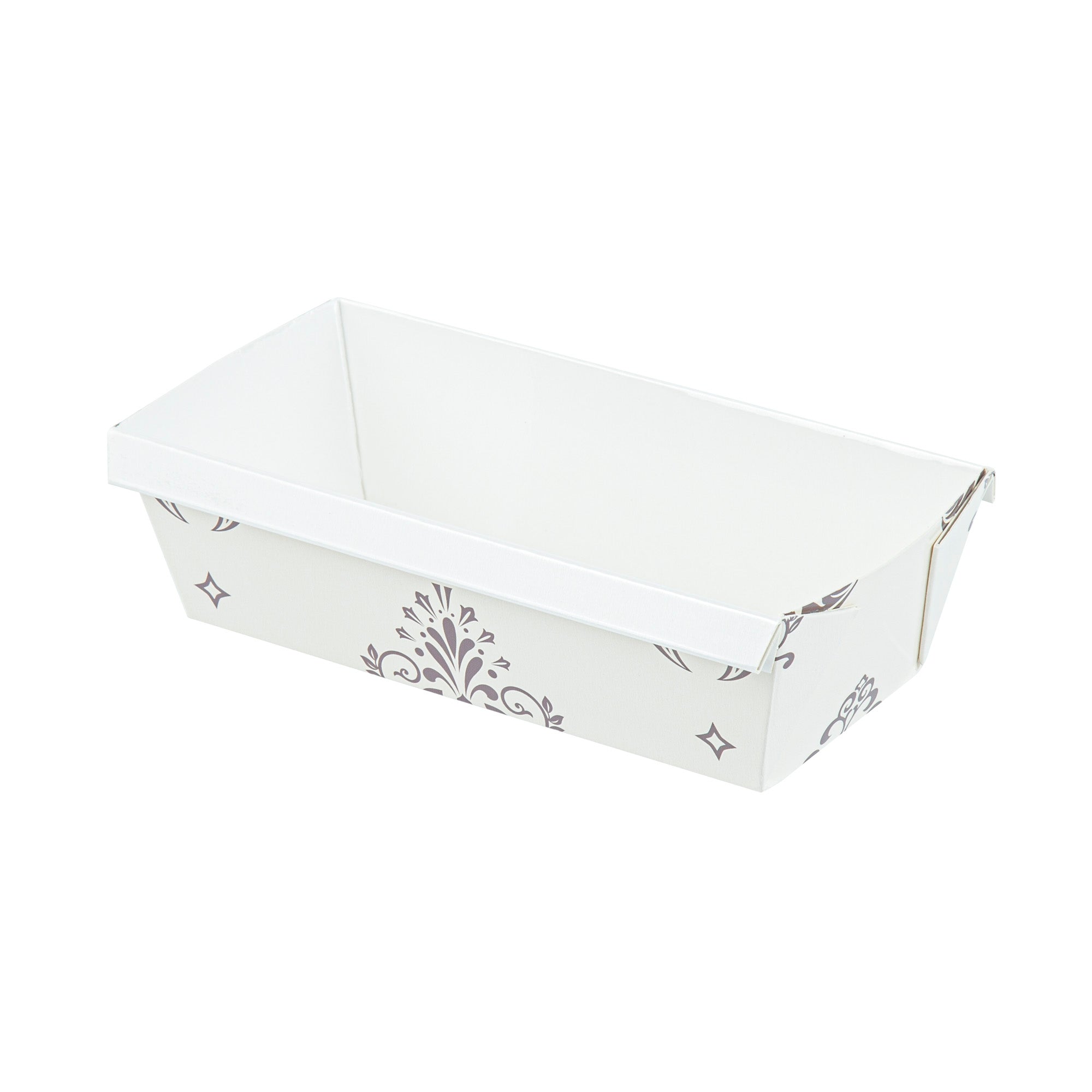 Bake Tek 13 oz Beige Vintage Floral Paper Baking Loaf Pan - Greaseproof - 7" x 3 1/4" x 2" - 100 count box