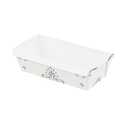 Bake Tek 13 oz Beige Vintage Floral Paper Baking Loaf Pan - Greaseproof - 7" x 3 1/4" x 2" - 100 count box