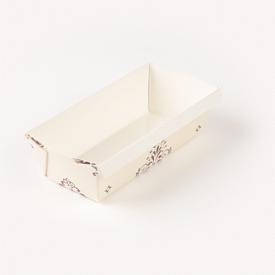 Bake Tek 13 oz Beige Vintage Floral Paper Baking Loaf Pan - Greaseproof - 7" x 3 1/4" x 2" - 100 count box