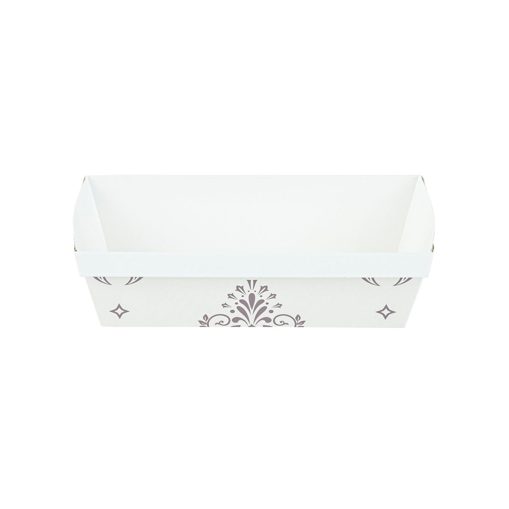 Bake Tek 13 oz Beige Vintage Floral Paper Baking Loaf Pan - Greaseproof - 7" x 3 1/4" x 2" - 100 count box