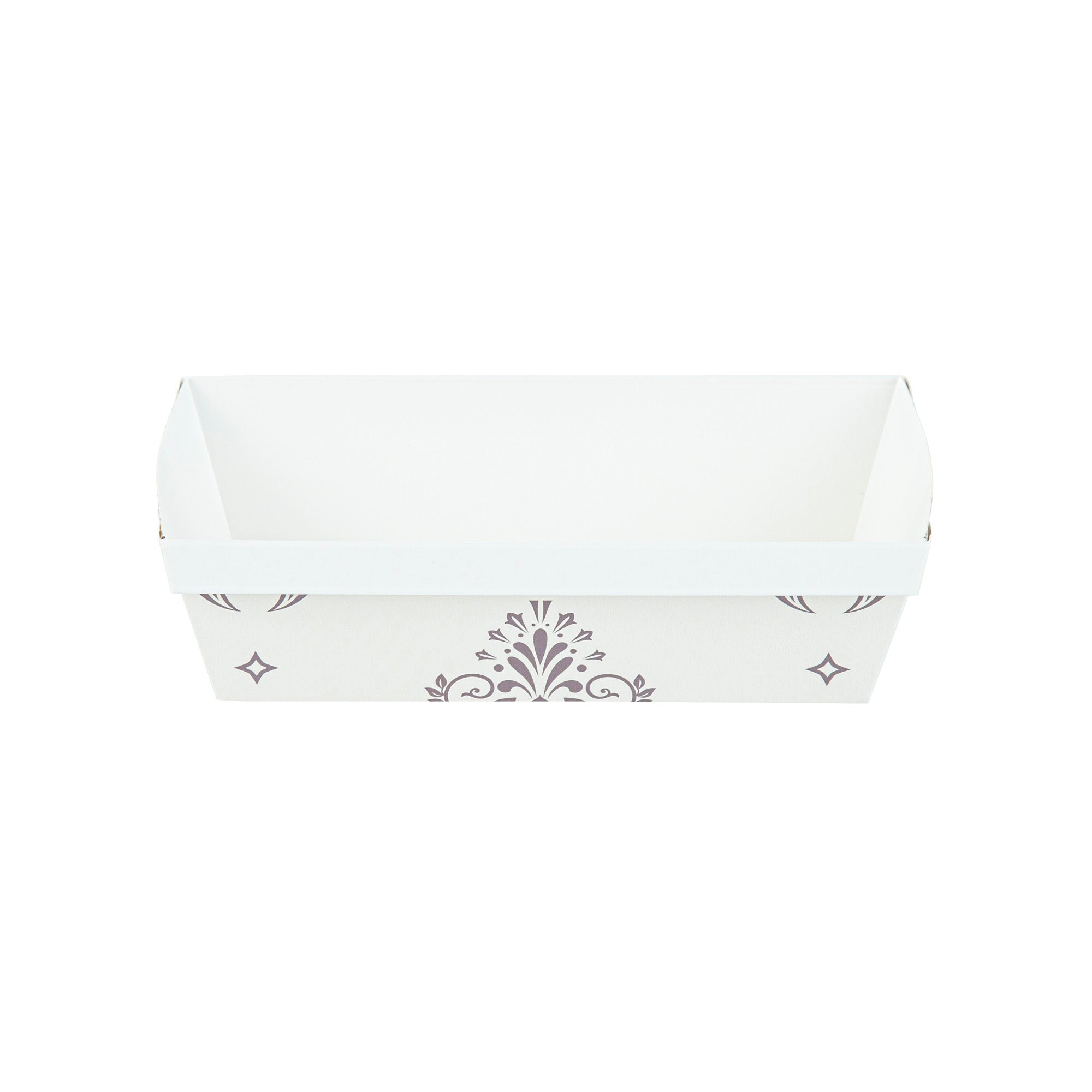 Bake Tek 13 oz Beige Vintage Floral Paper Baking Loaf Pan - Greaseproof - 7" x 3 1/4" x 2" - 100 count box